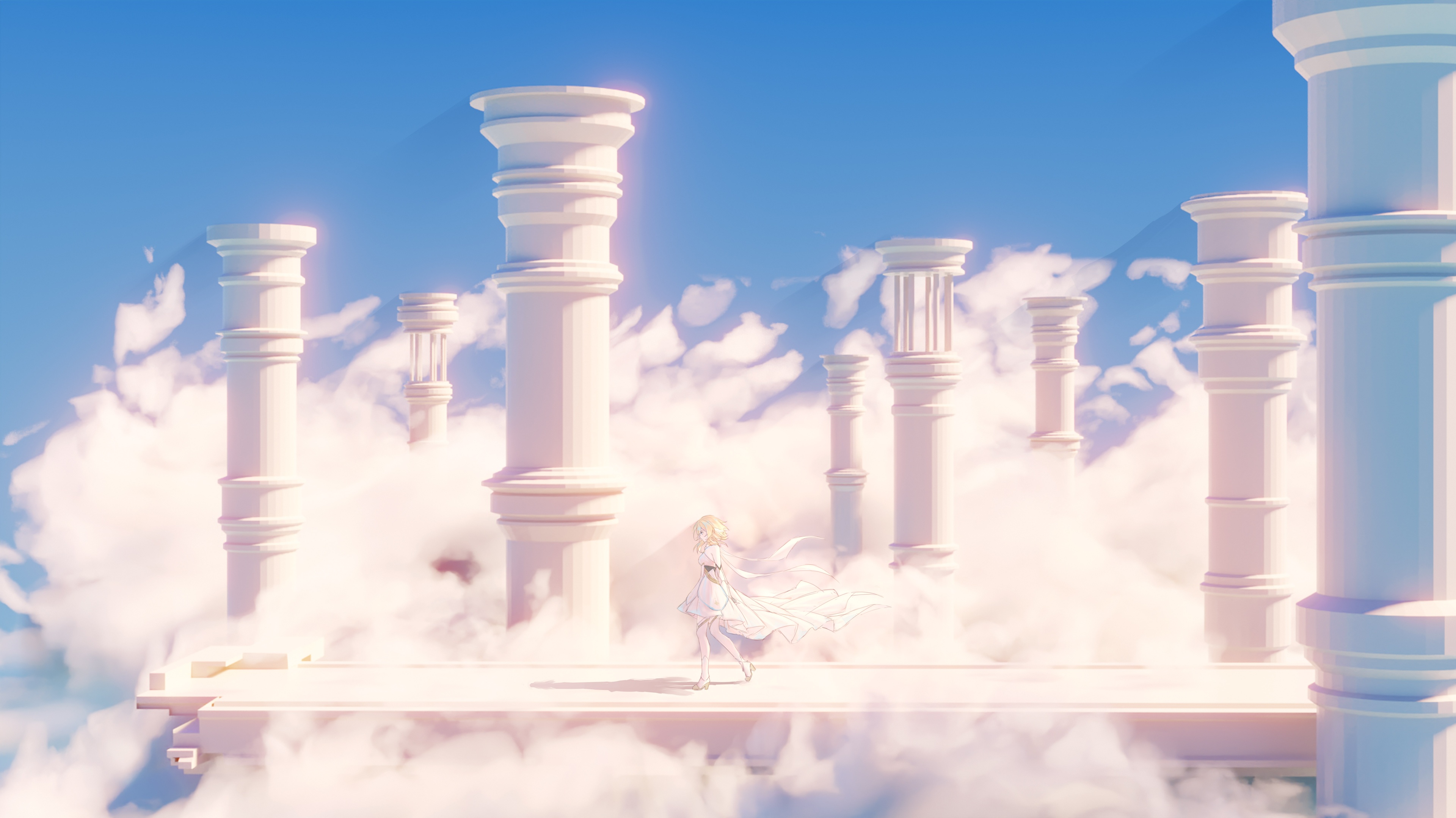 Detailed portrait of Lumine from the video game Genshin Impact