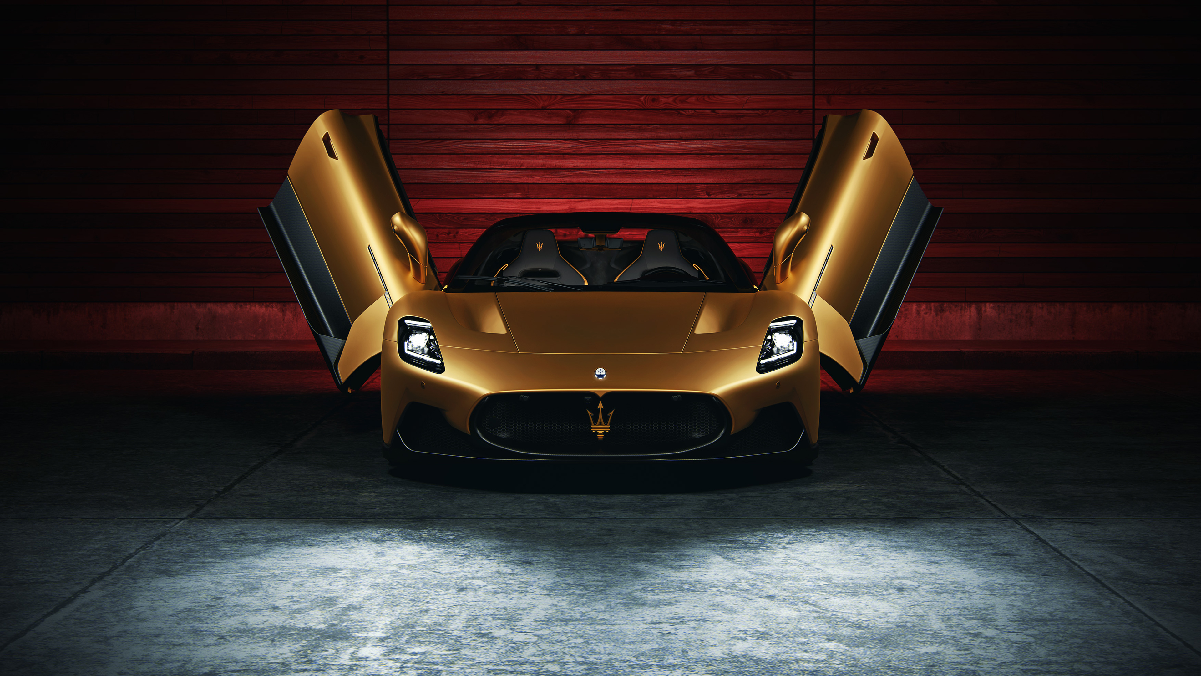 A cinematic CGI visualization of a Maserati MC20 Cielo super sports car.