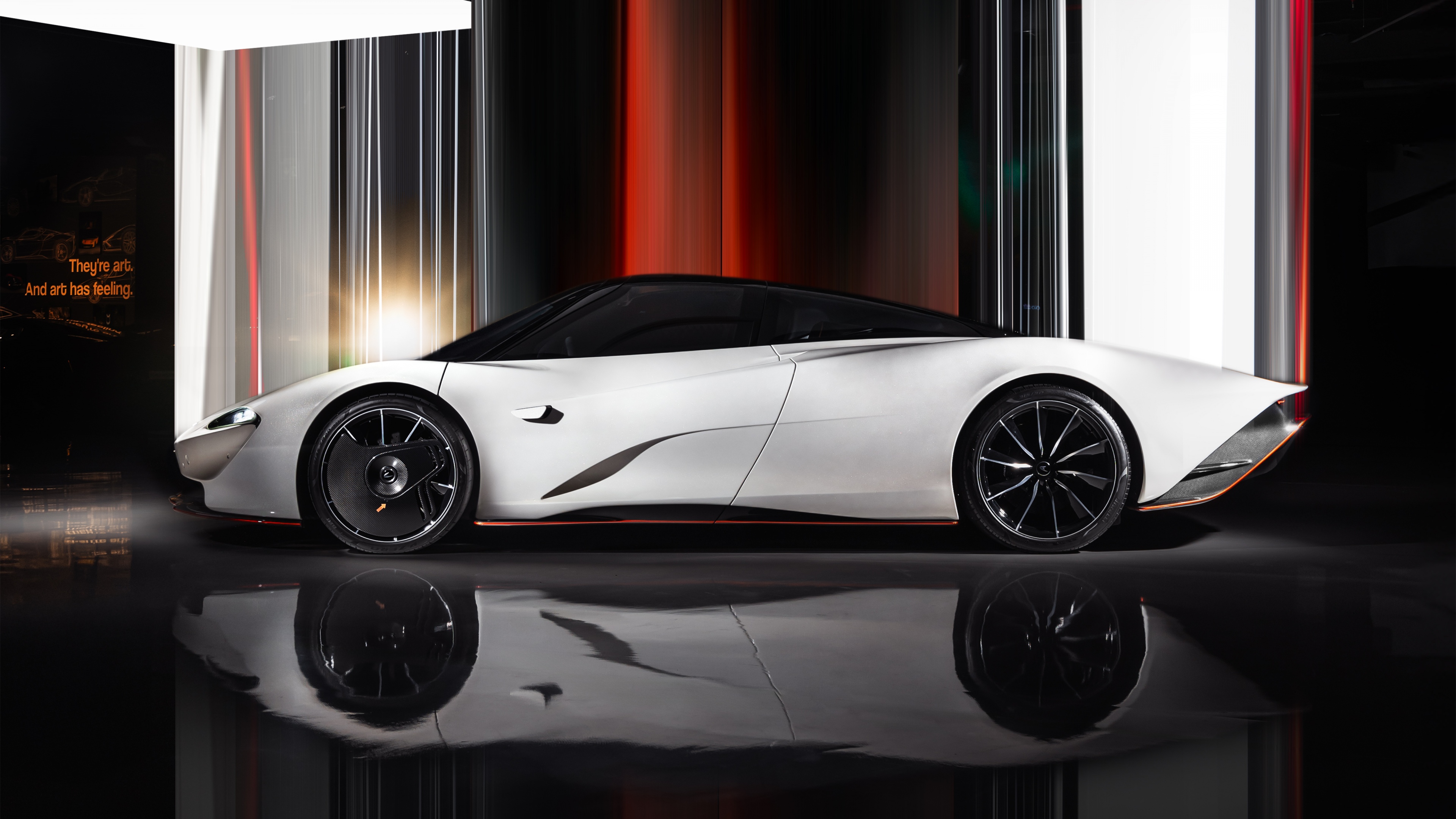 A high-resolution, detailed view of a McLaren Speedtail hypercar showing its streamlined aerodynamic body.