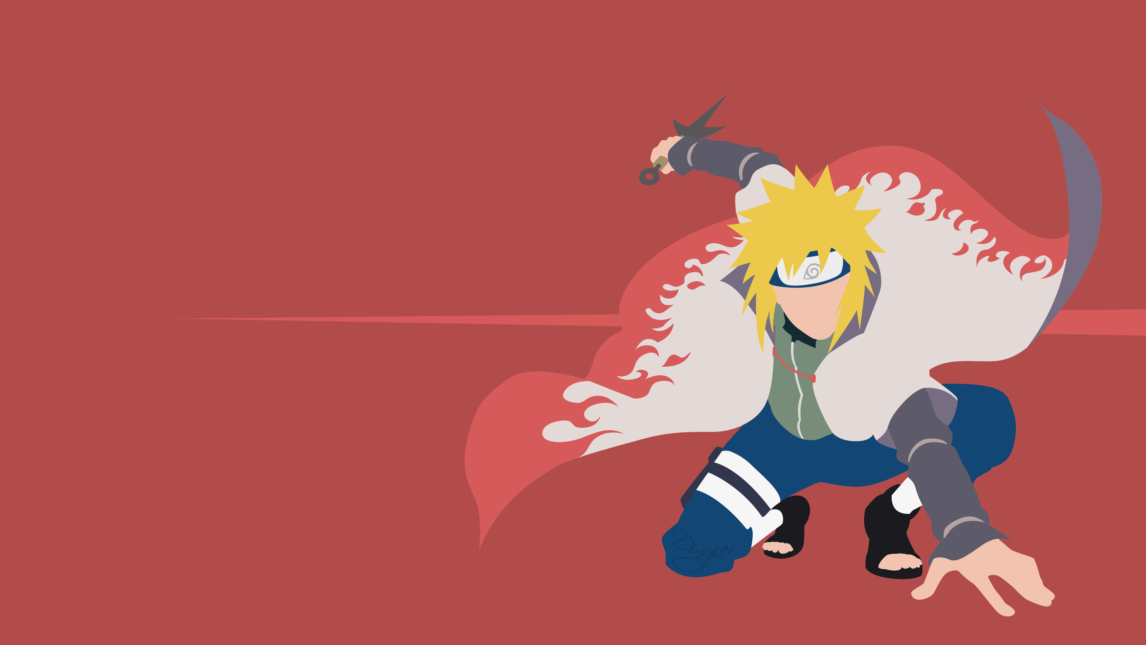 Minimalist faceless vector illustration of Minato Namikaze from the Naruto anime.