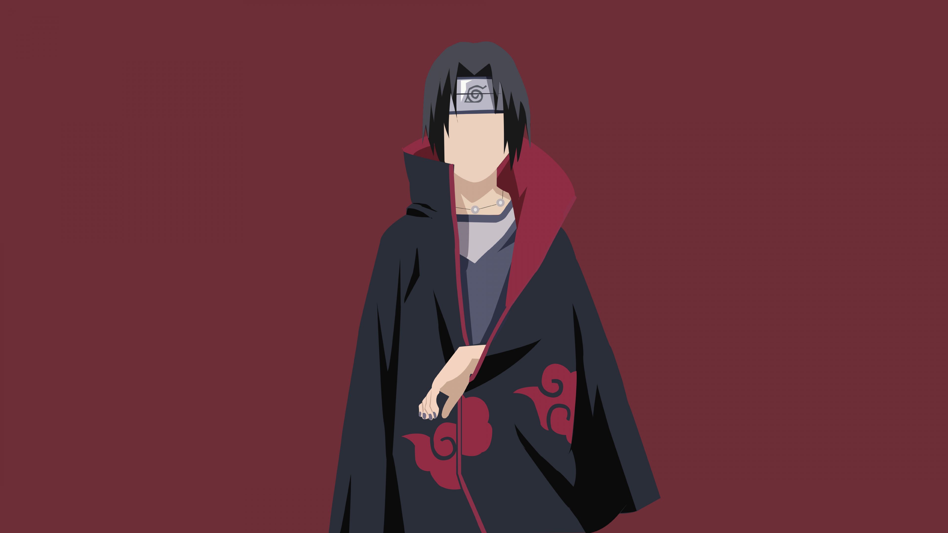 Minimalist faceless portrait of Itachi Uchiha from Naruto anime