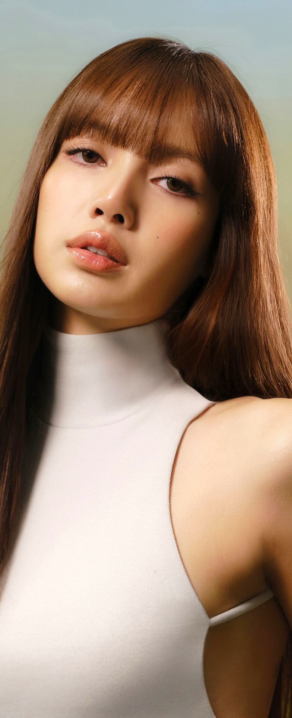 A high-quality, modern portrait of a stylish woman named Lisa in a contemporary photoshoot setting.