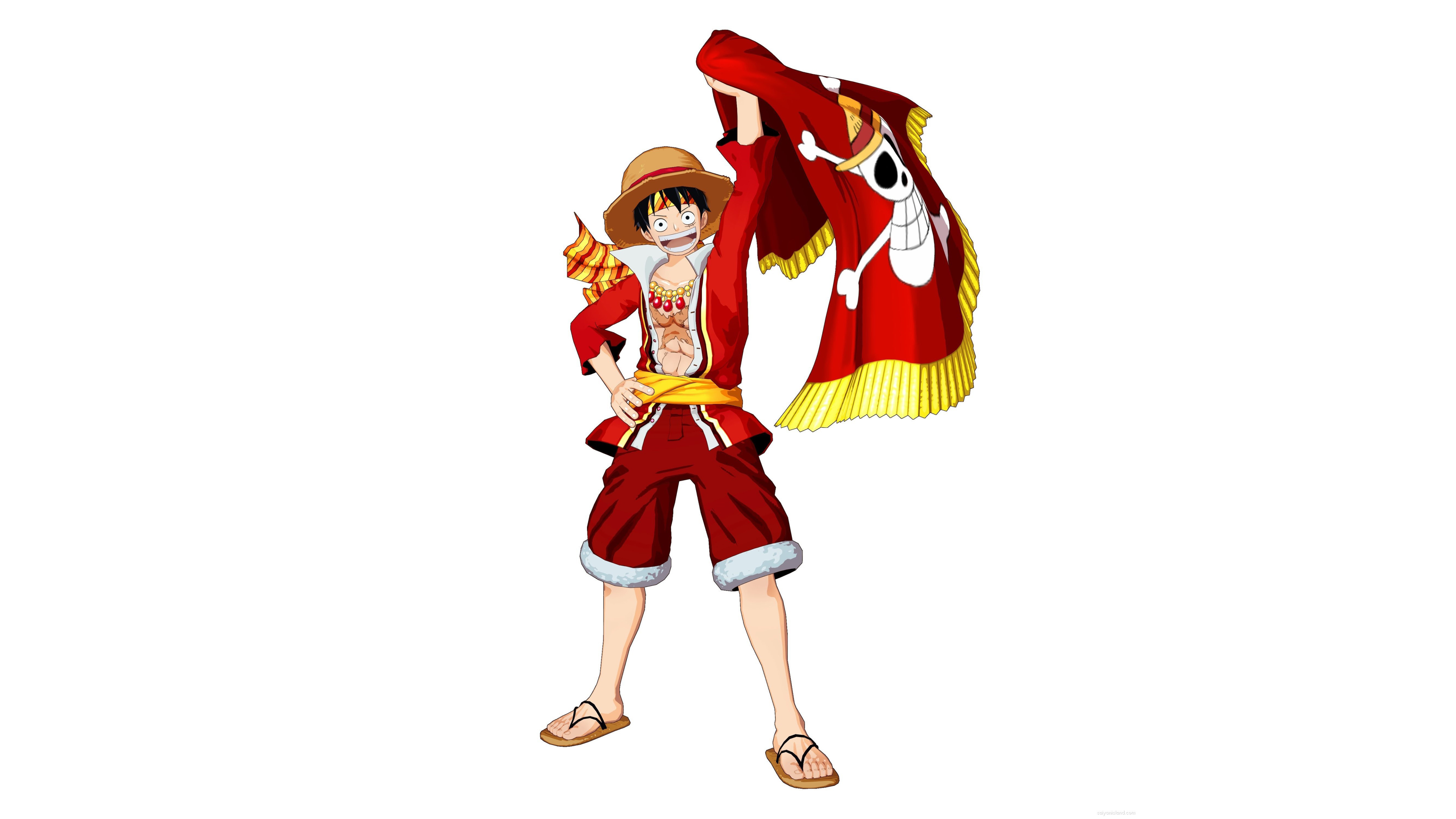 Monkey D. Luffy from the anime series One Piece isolated on a white background