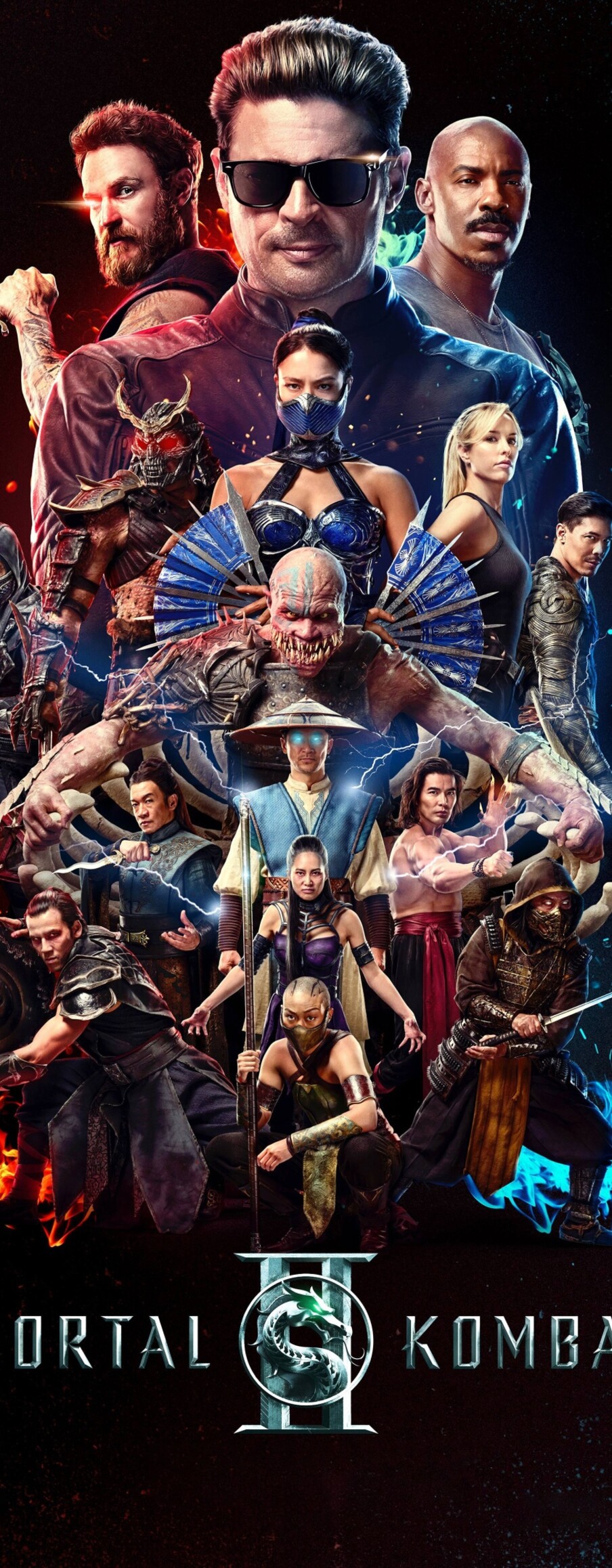 Cinematic movie poster for Mortal Kombat II featuring Liu Kang in a dramatic combat pose with high-definition textures.
