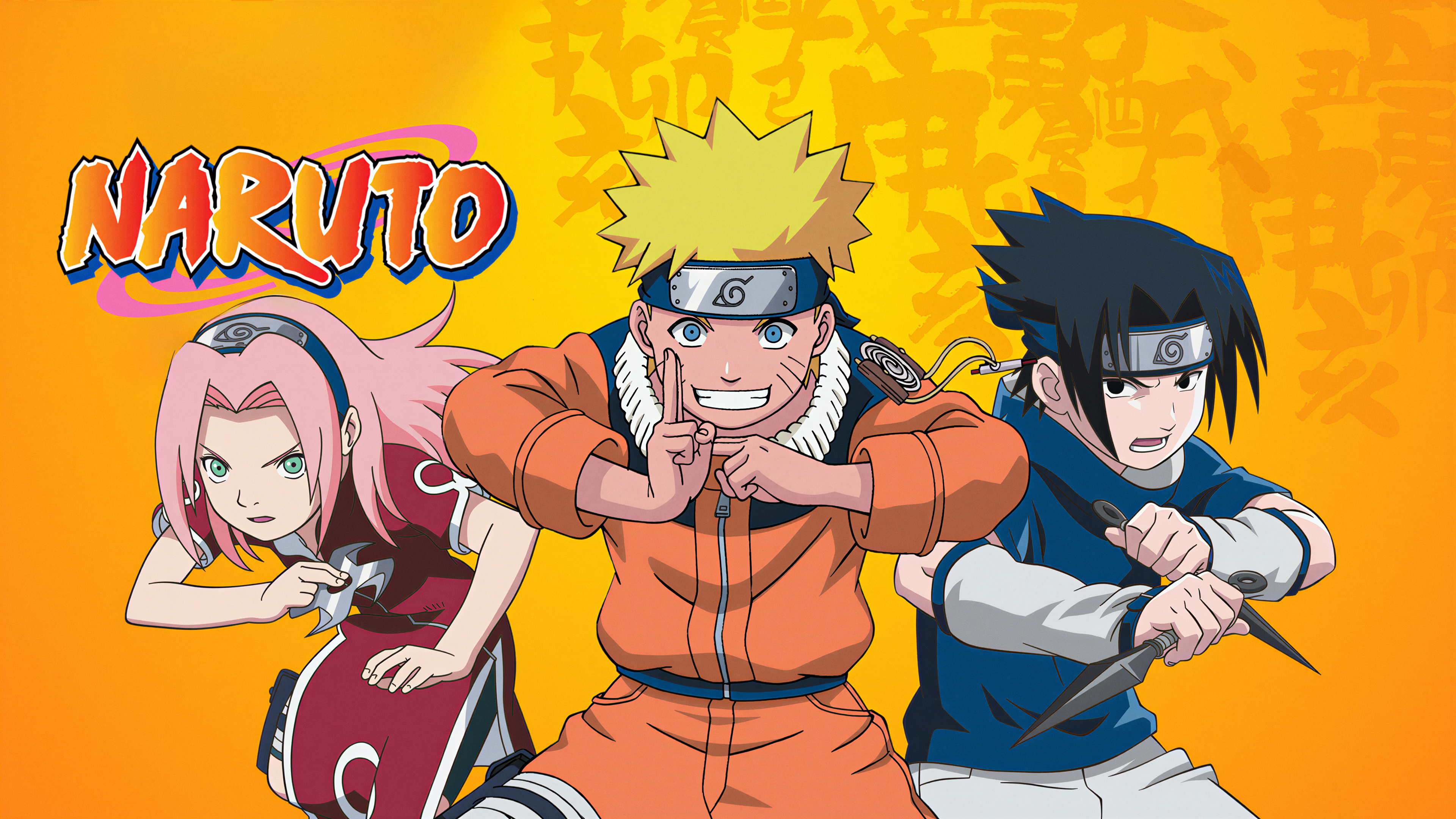 Anime poster featuring Naruto Uzumaki, Sasuke Uchiha, and Sakura Haruno from the Naruto series.