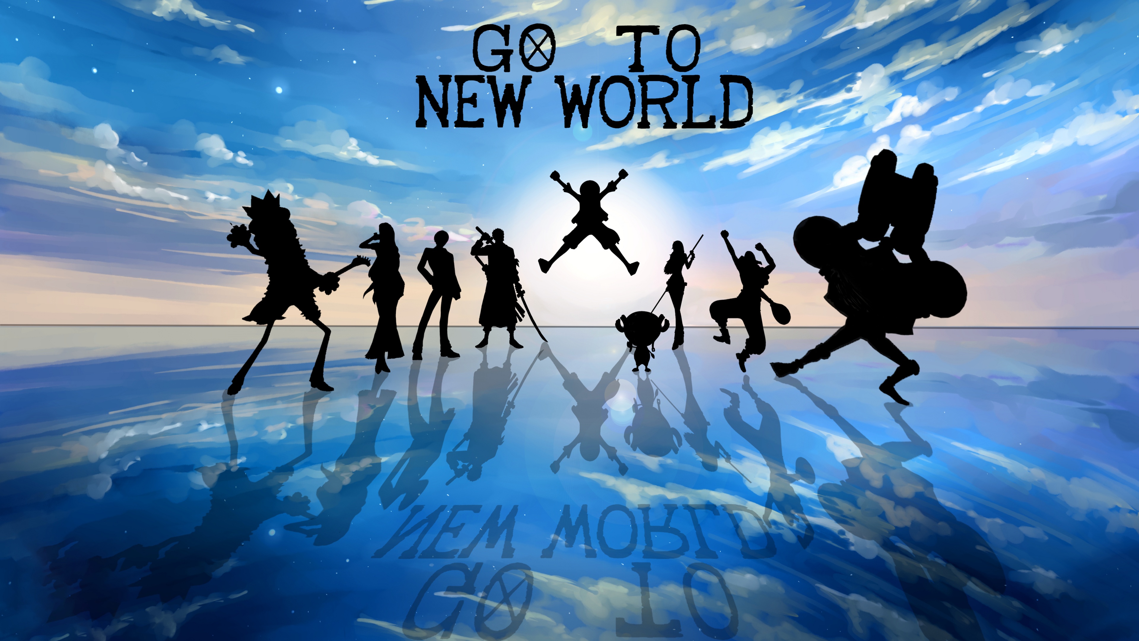 A cinematic 5K silhouette of a One Piece anime character with a polished reflective effect.
