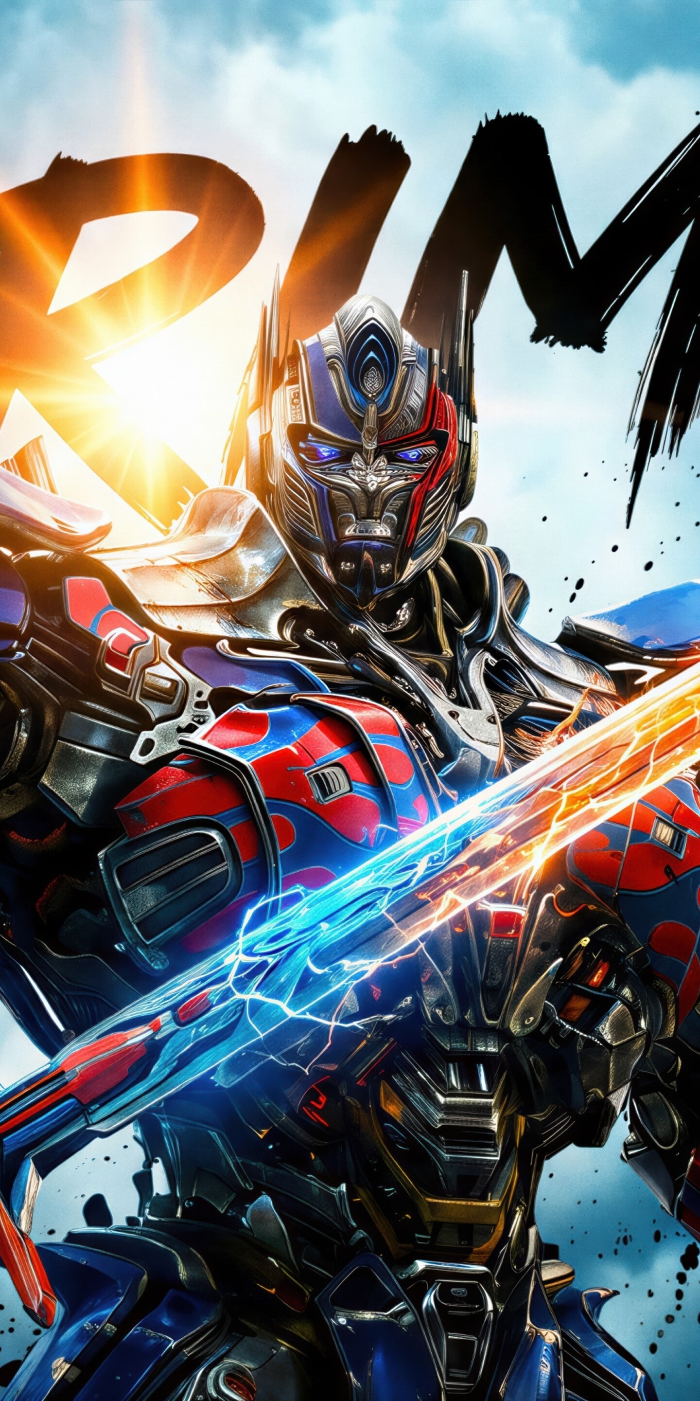 A high-resolution, detailed close-up of Optimus Prime, the iconic Autobot leader from Transformers.