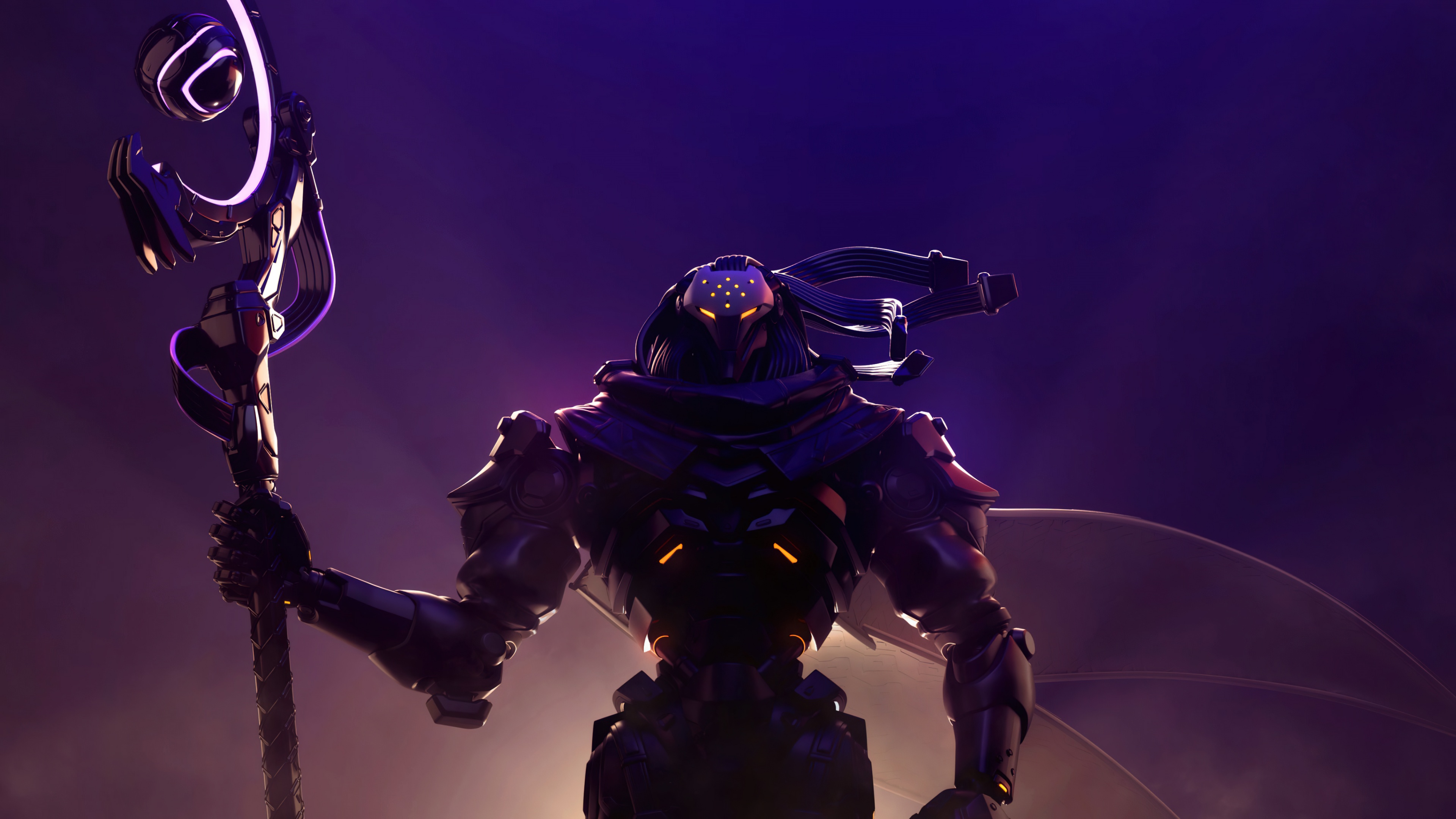 A close-up, high-resolution portrait of the character Ramattra from the video game Overwatch 2.