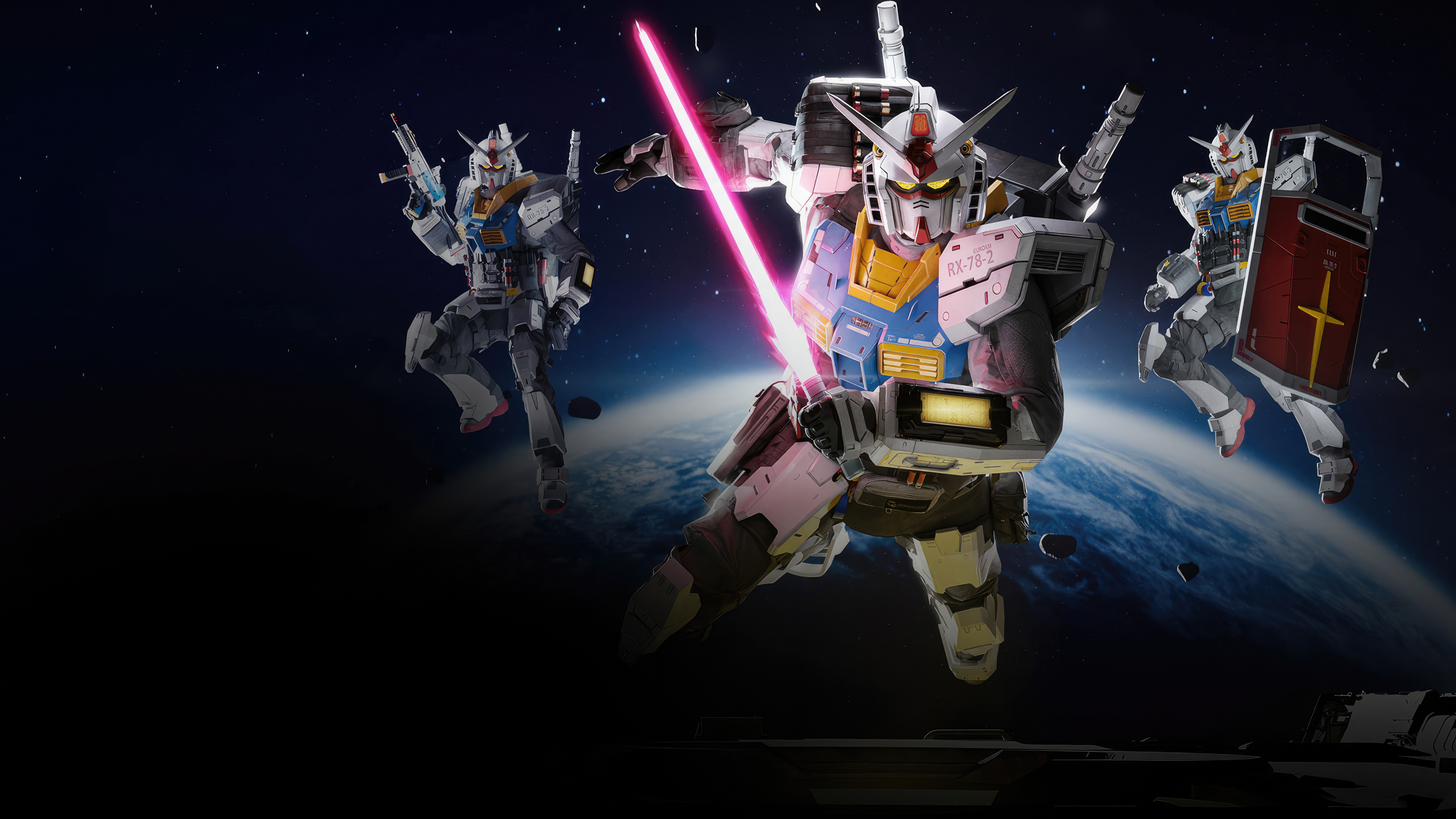 The RX-78-2 Gundam from Mobile Suit Gundam rendered in a realistic, tactical military style inspired by Call of Duty Warzone.