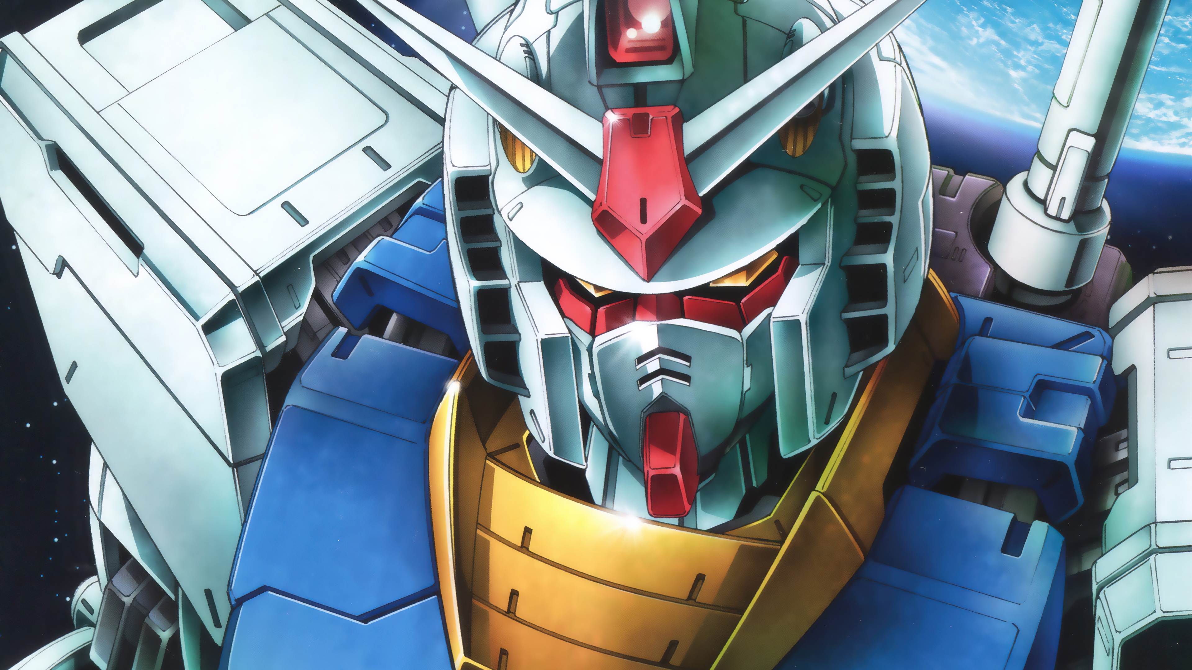 The iconic RX-78-2 Gundam mecha from the Mobile Suit Gundam anime series.