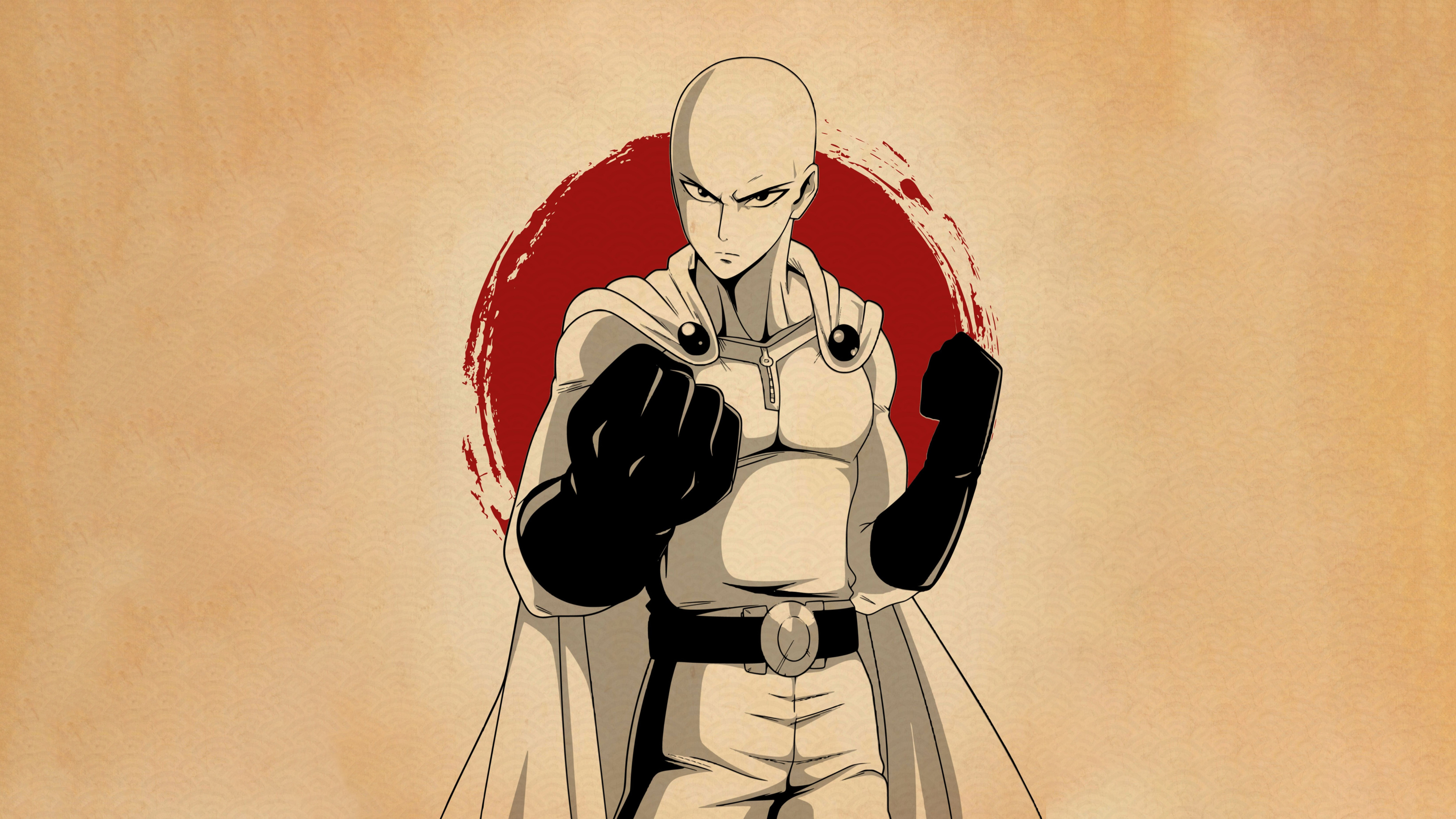 A detailed portrait of Saitama, the unstoppable hero from the anime series One Punch Man.