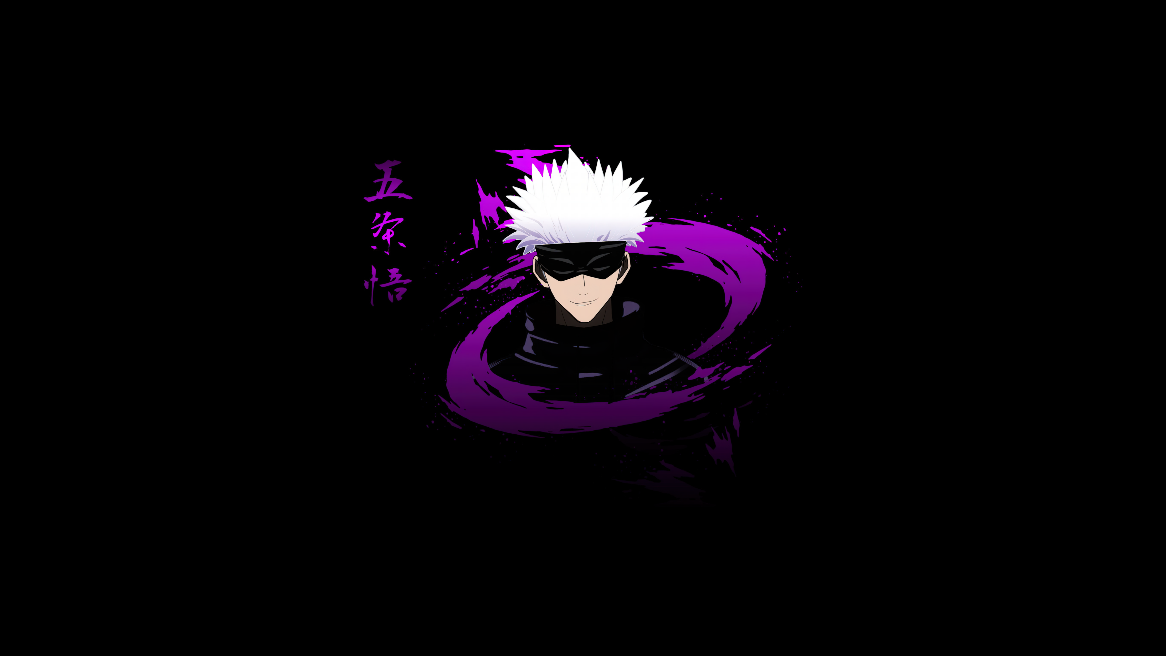 A high-resolution, detailed close-up of Satoru Gojo from Jujutsu Kaisen against a solid black background.