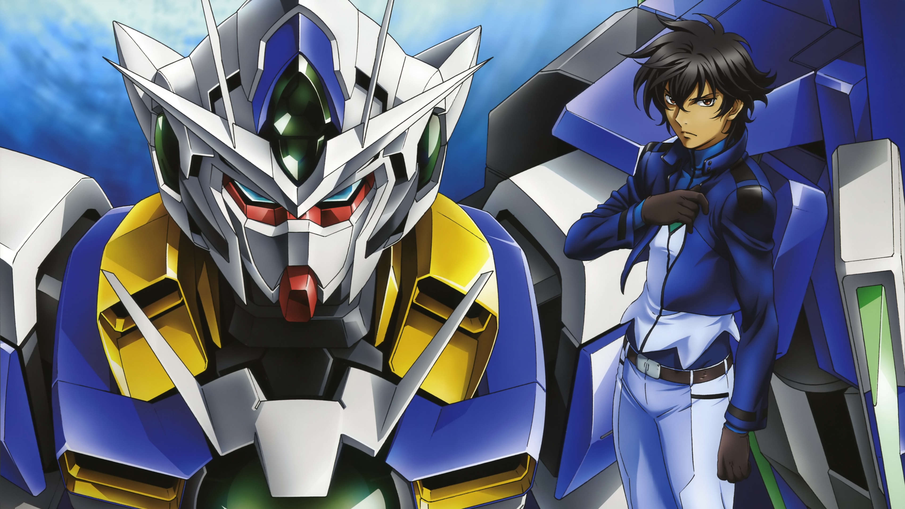A detailed portrait of the character Setsuna F. Seiei from Mobile Suit Gundam 00.