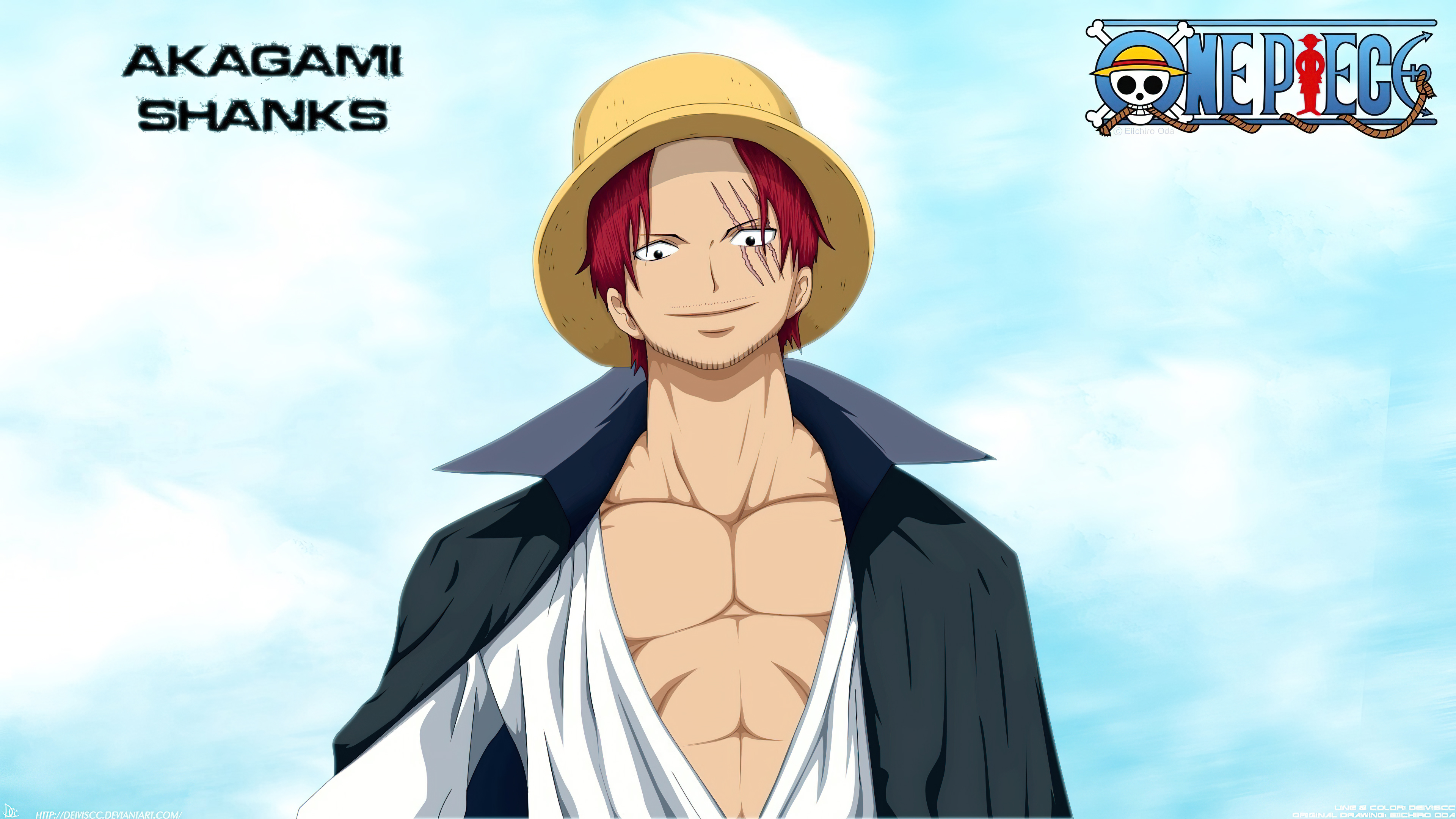 A cinematic portrait of the character Shanks from the anime One Piece.