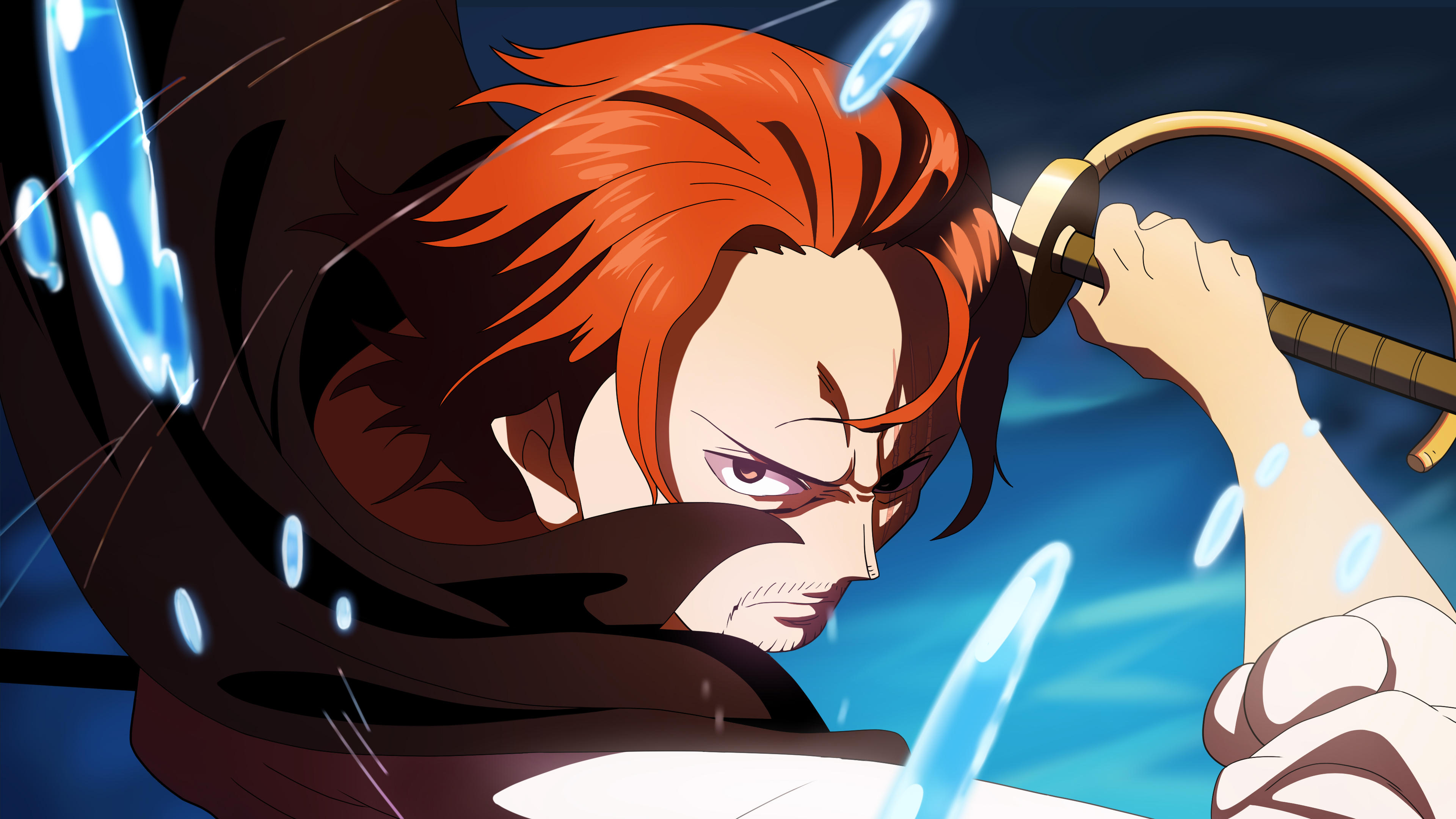 A high-quality, stylized depiction of the character Shanks from One Piece.