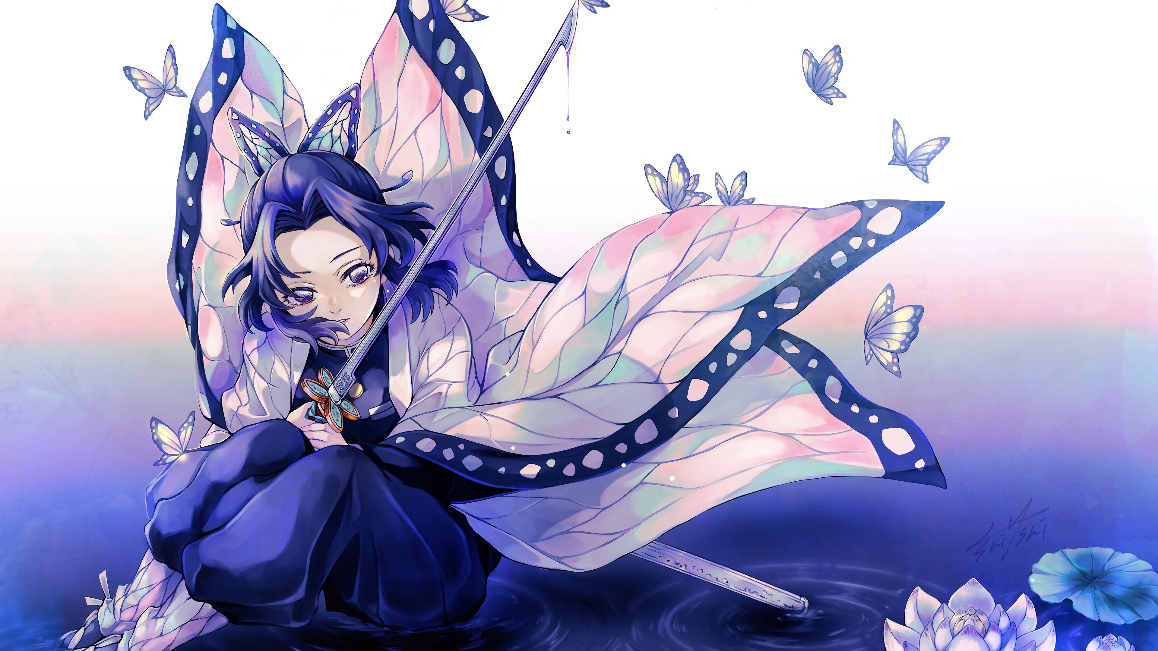 Shinobu Kocho from Demon Slayer: Kimetsu no Yaiba wearing her iconic butterfly-patterned haori.