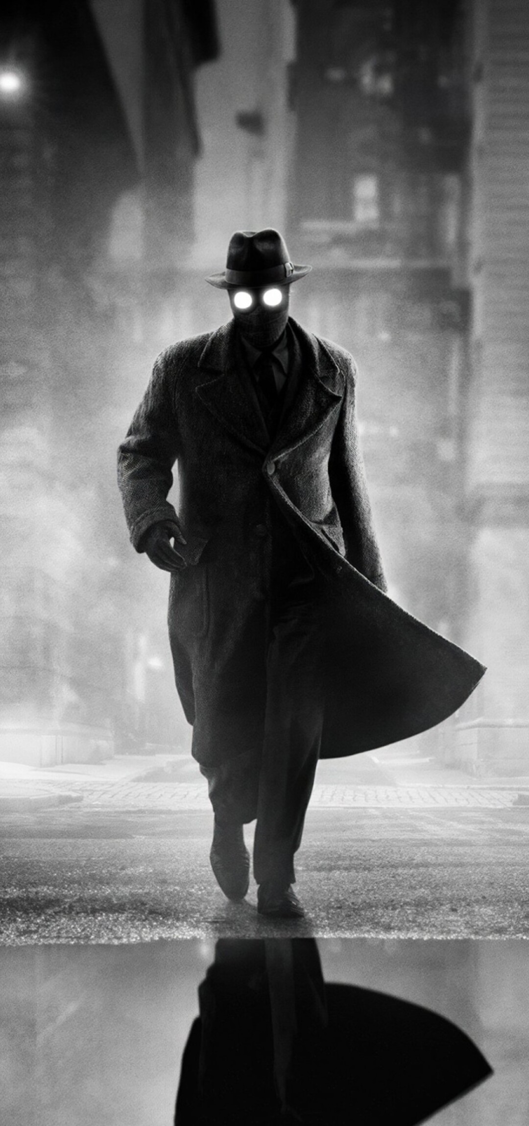 High-contrast black and white portrait of Spider-Noir from Marvel Studios.