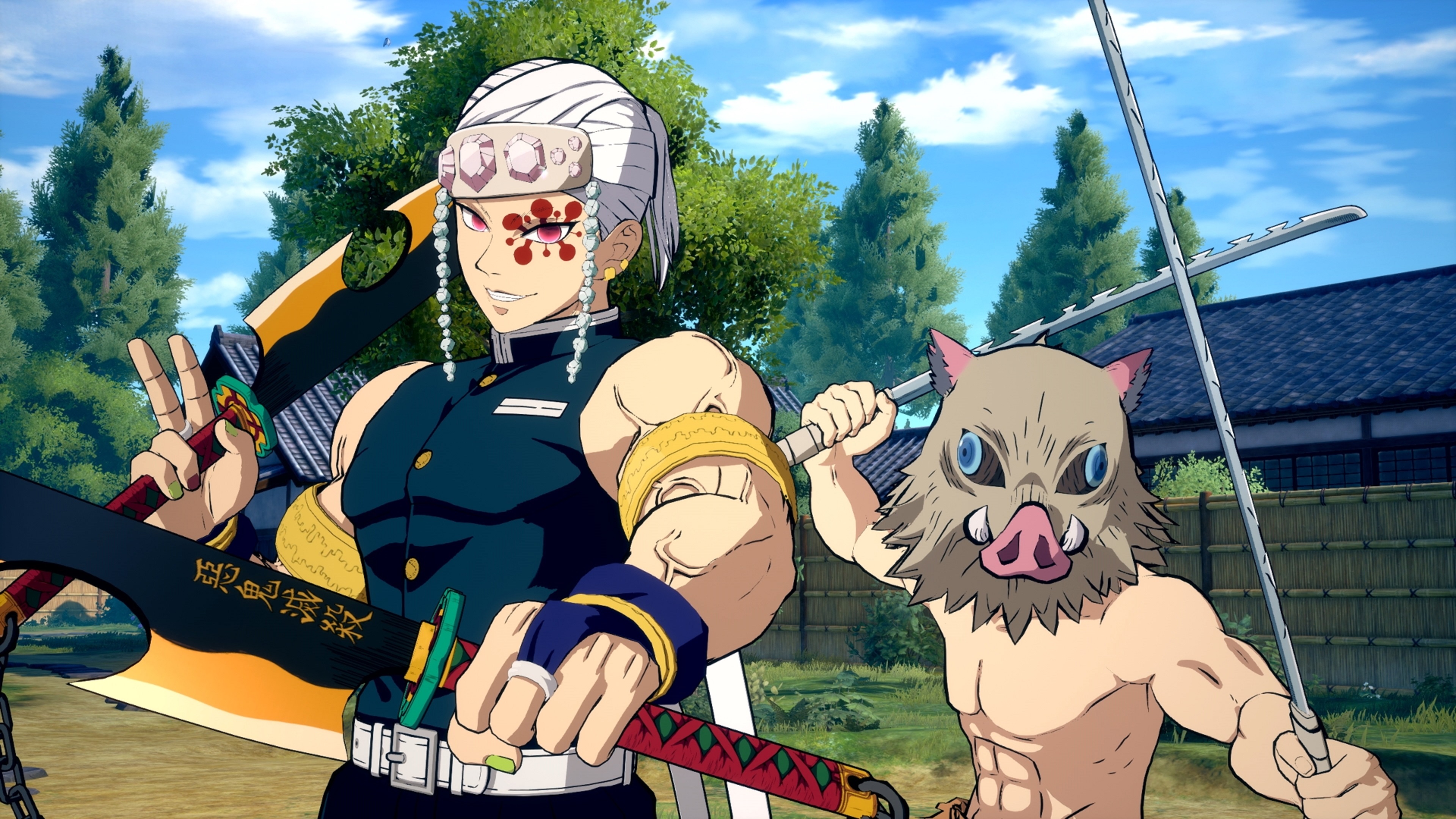 Tengen Uzui and Inosuke Hashibira in Demon Slayer: Kimetsu no Yaiba