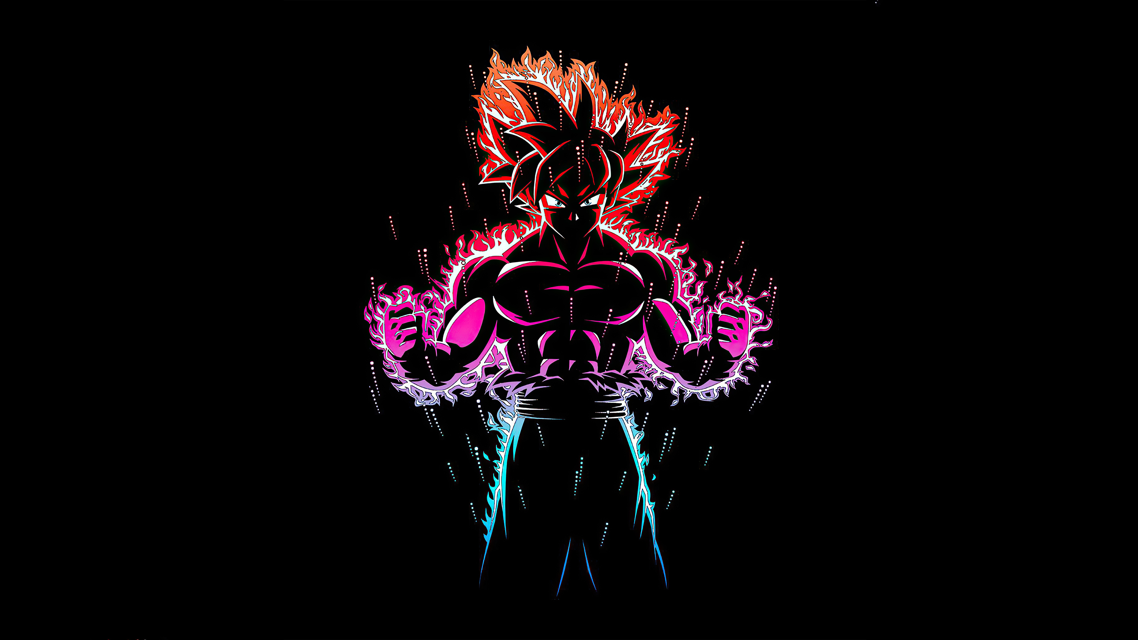 Goku in Ultra Instinct form from Dragon Ball Z against a solid black background
