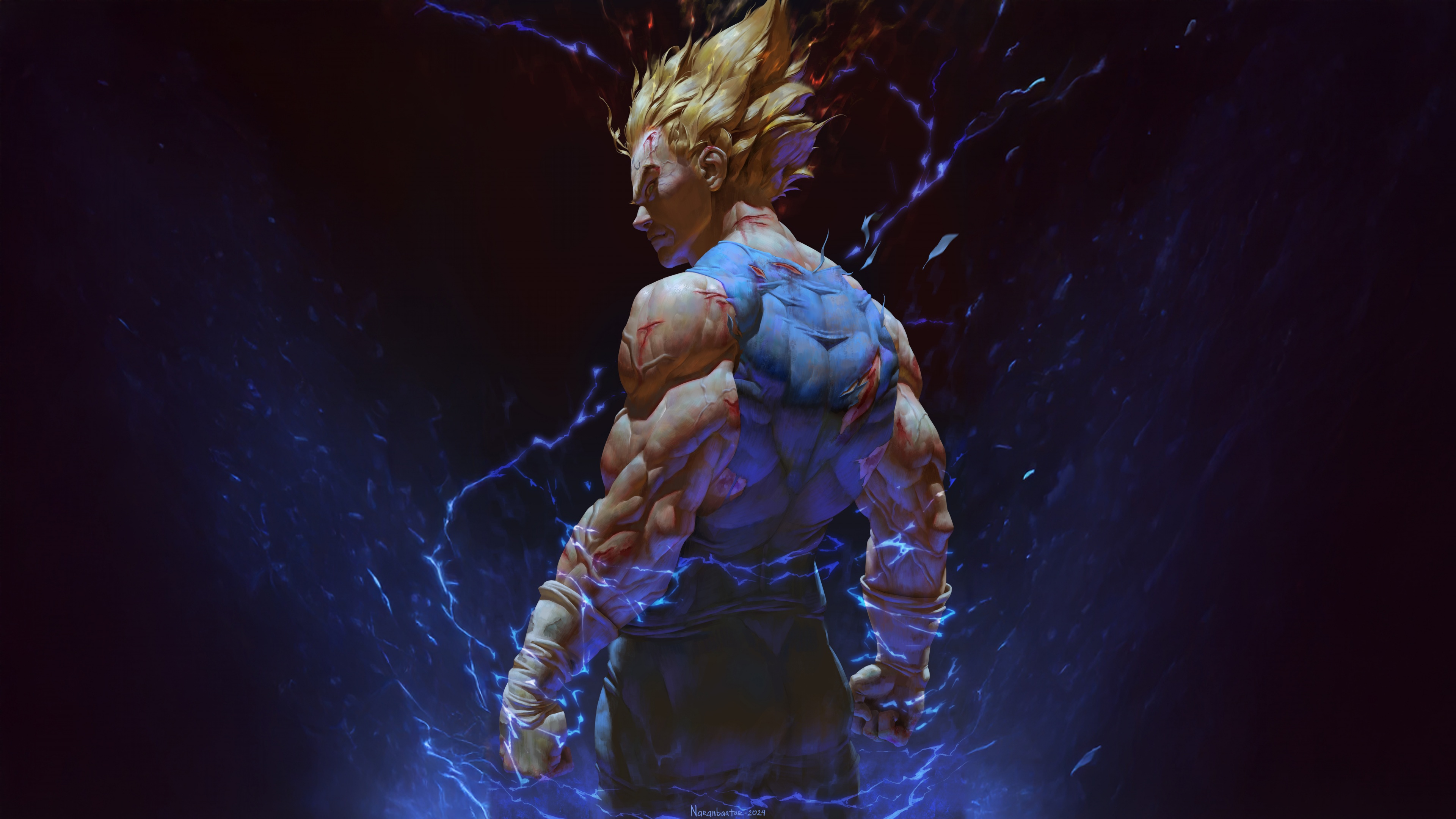 Muscular Vegeta in Super Saiyan Blue form from Dragon Ball