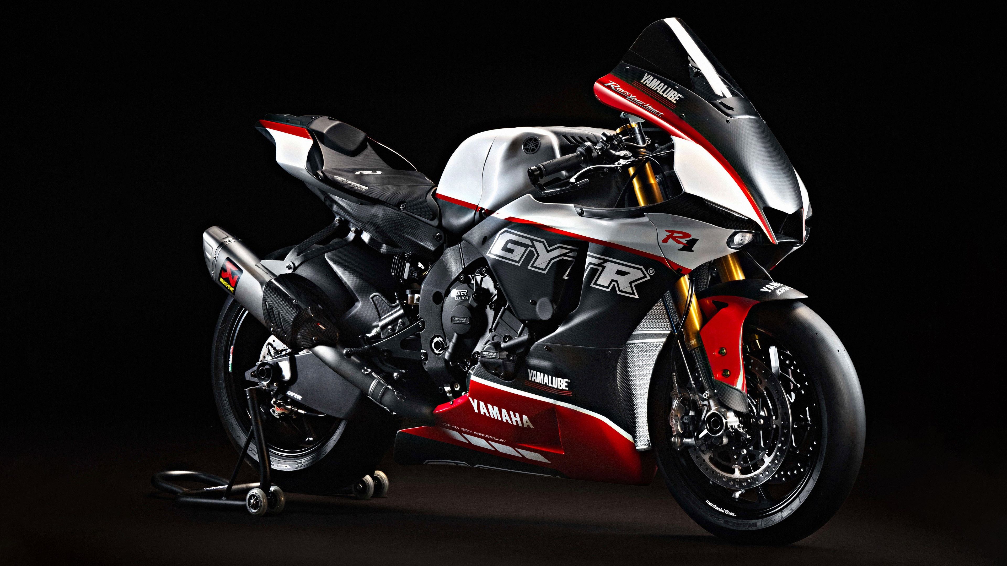 High-resolution close-up of the Yamaha R1 GYTR Pro 25th Anniversary 2023 superbike featuring premium racing details.