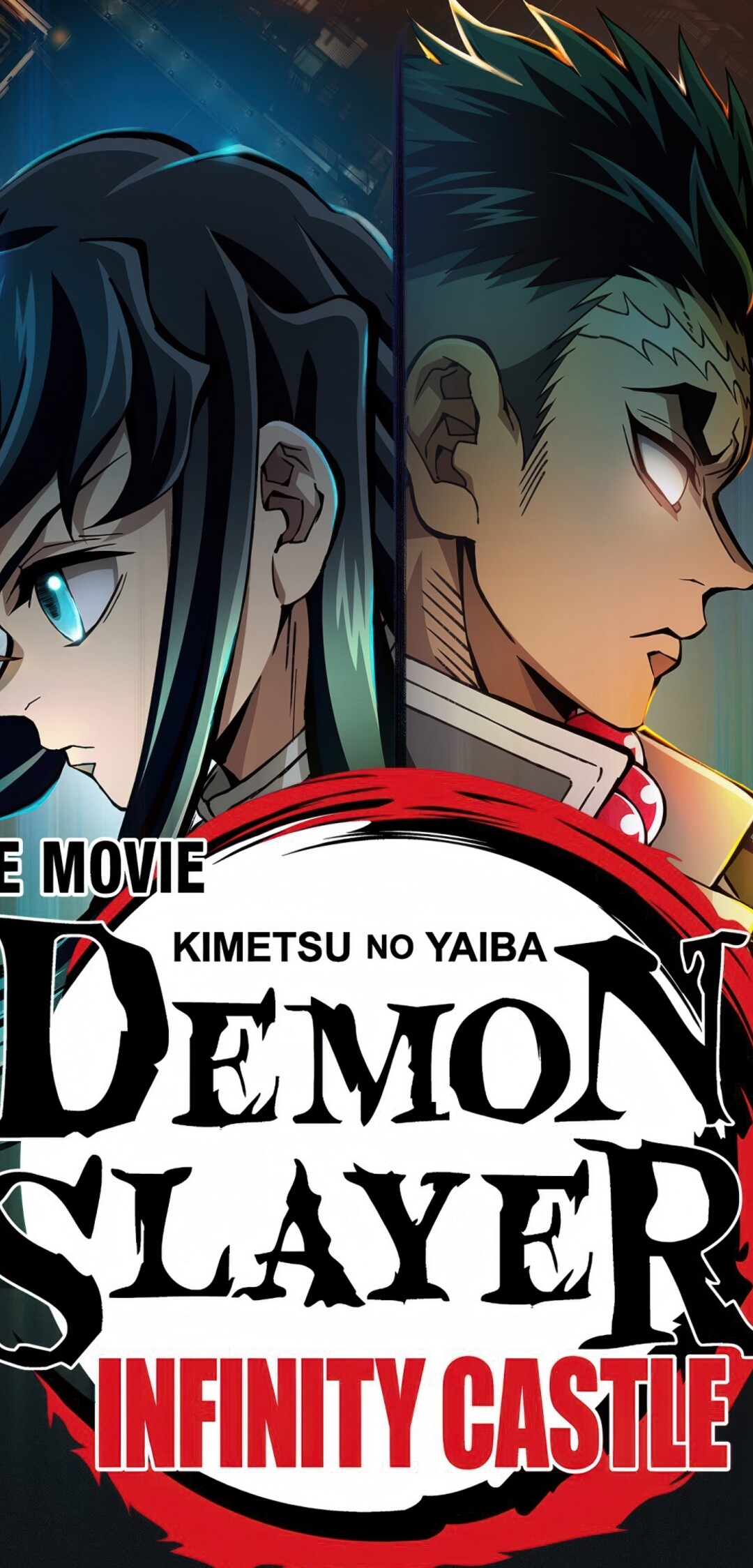 Cinematic anime poster of Tanjiro Kamado in the Infinity Castle from Demon Slayer: Kimetsu No Yaiba.