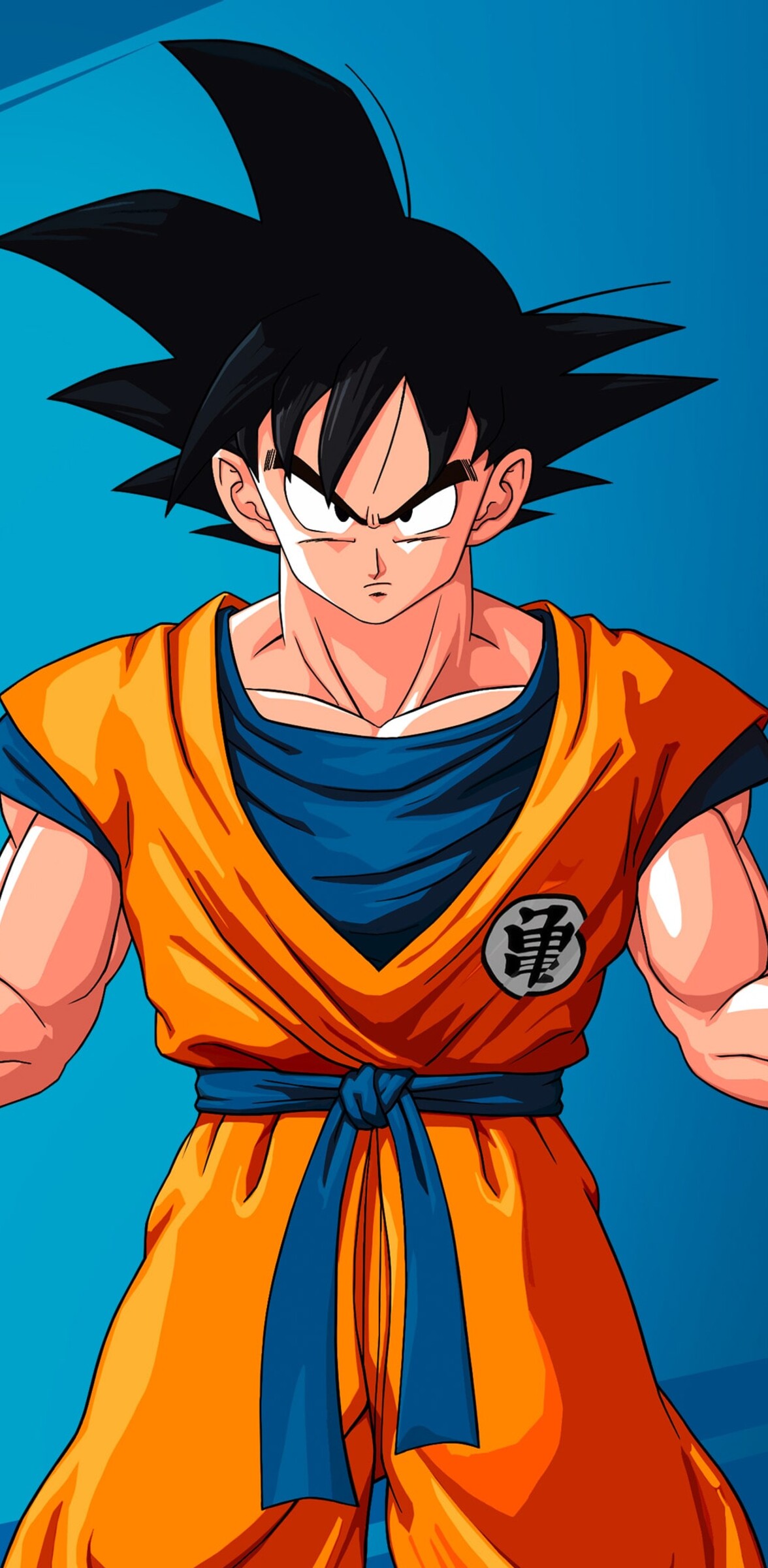 Goku from the Dragon Ball Z: Kakarot anime game standing against a blue background