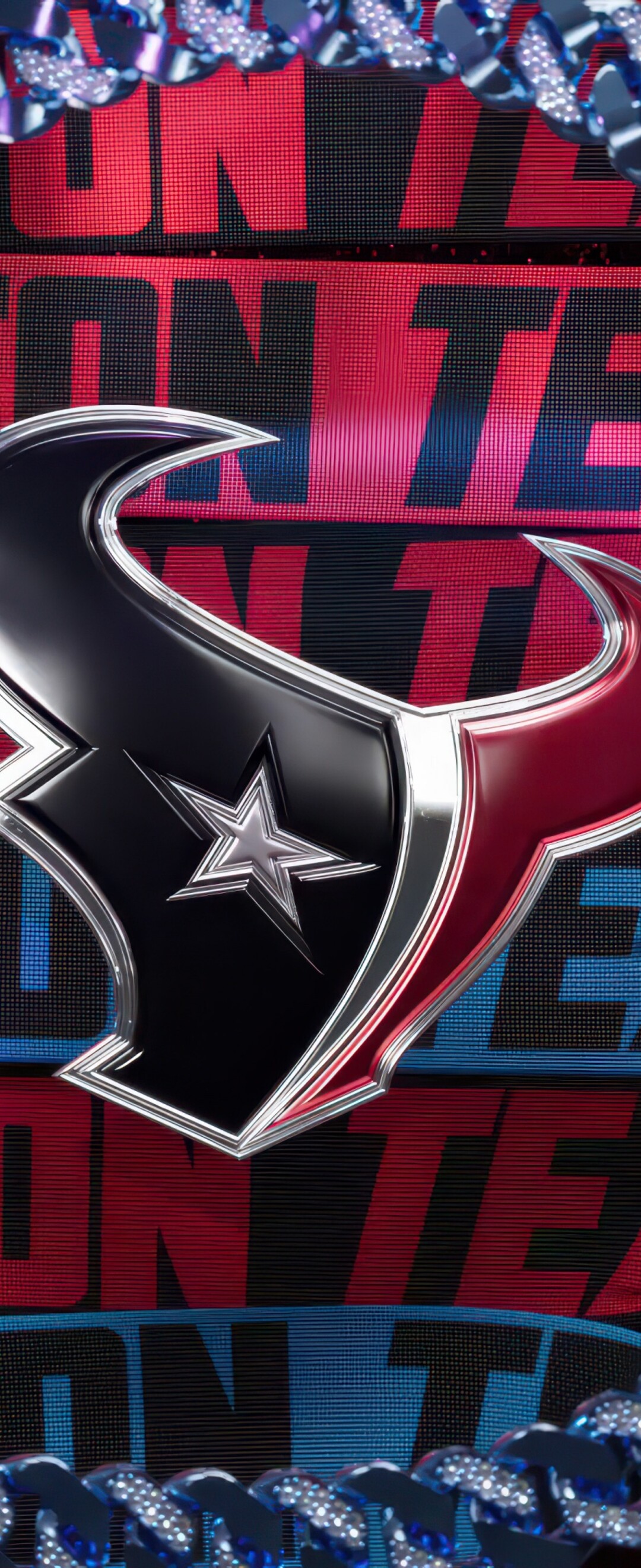 A polished 3D metallic logo of the Houston Texans NFL team.