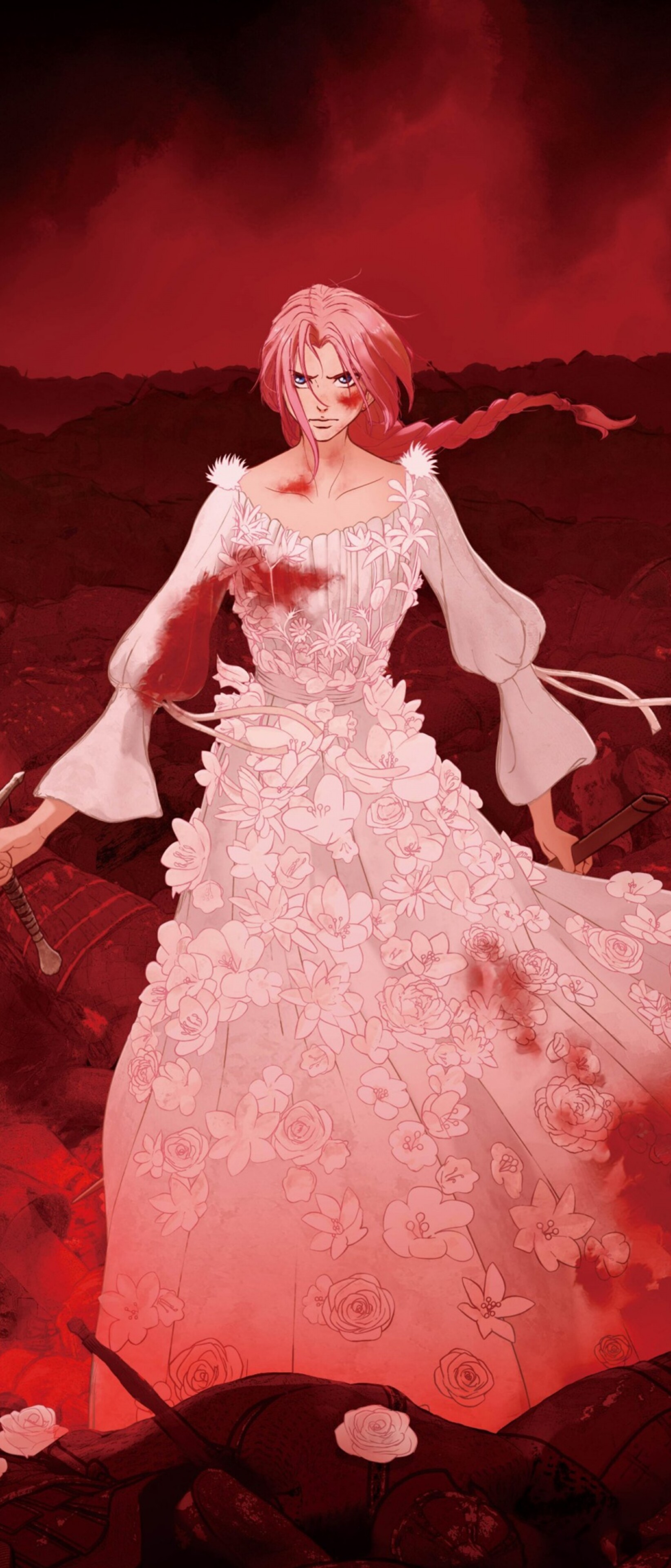 Cinematic close-up of Princess Scarlett from the anime movie Hateshinaki Scarlet.
