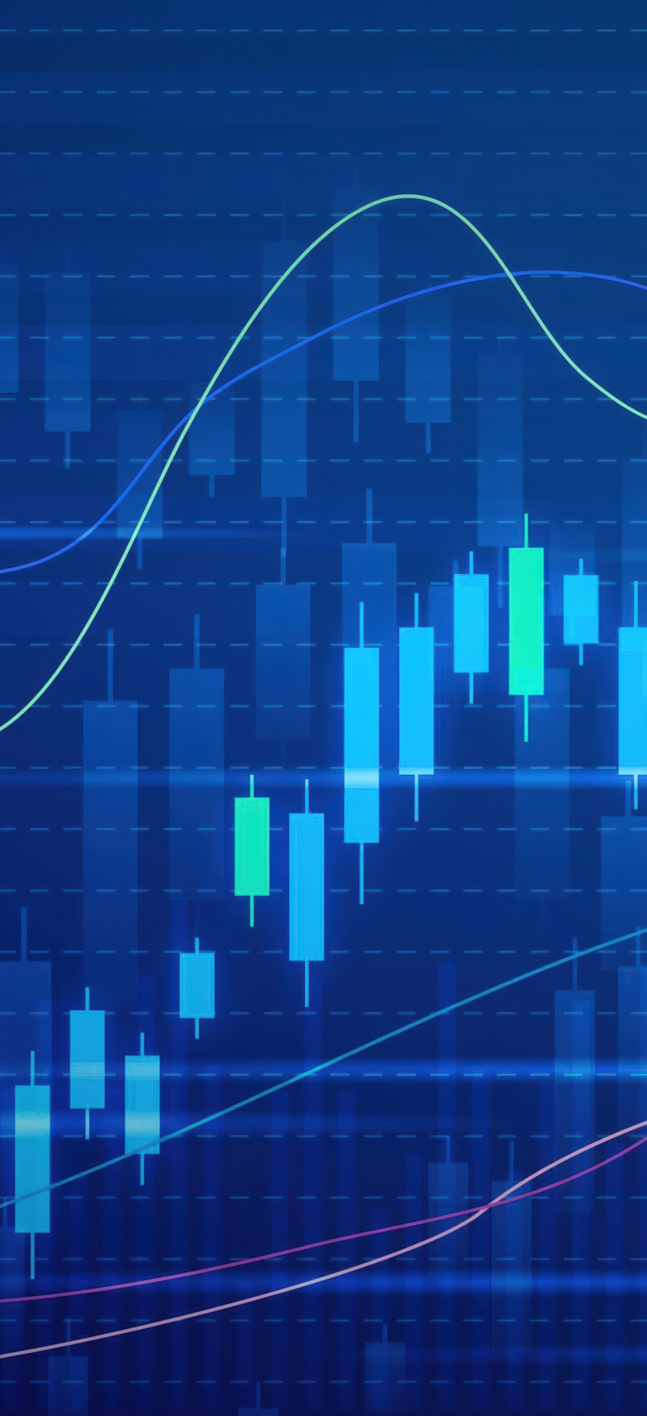 Digital illustration of blue stock market candlestick patterns for financial trading analysis.
