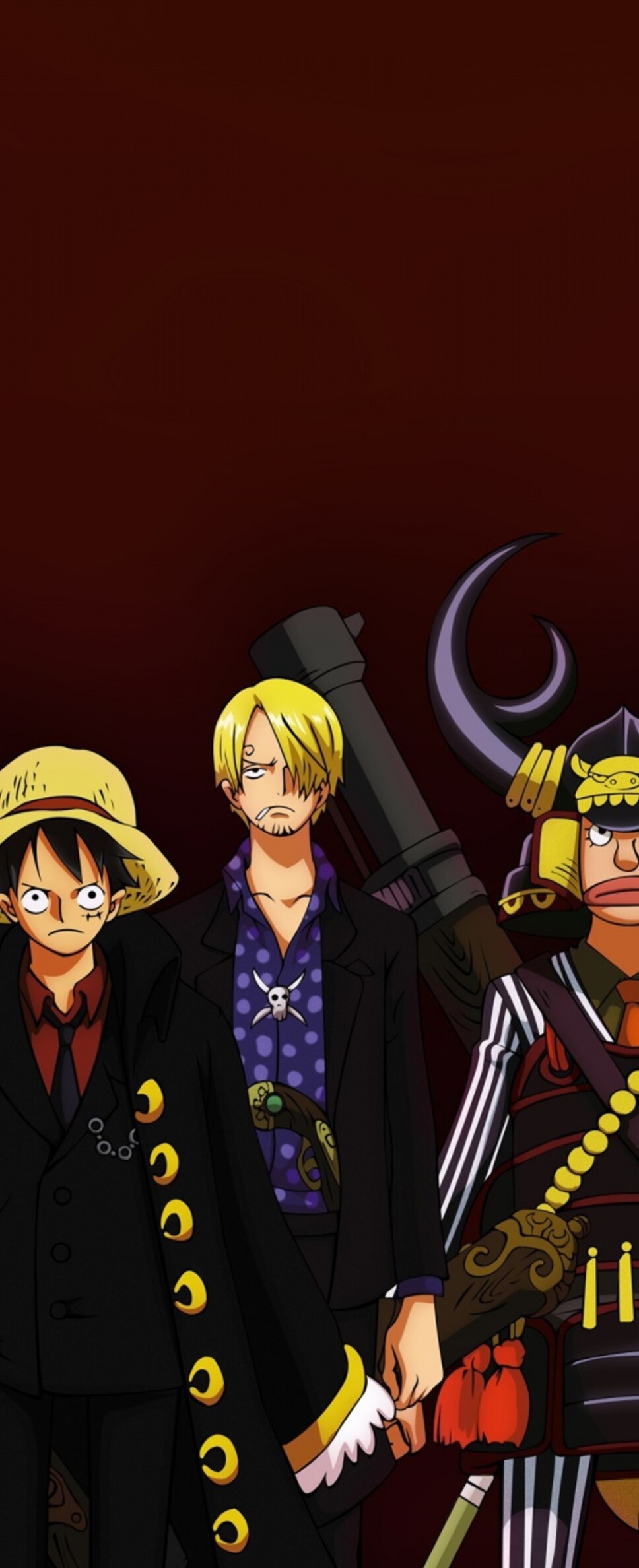 Anime poster featuring Monkey D. Luffy, Roronoa Zoro, Sanji, Usopp, and Nami from One Piece.