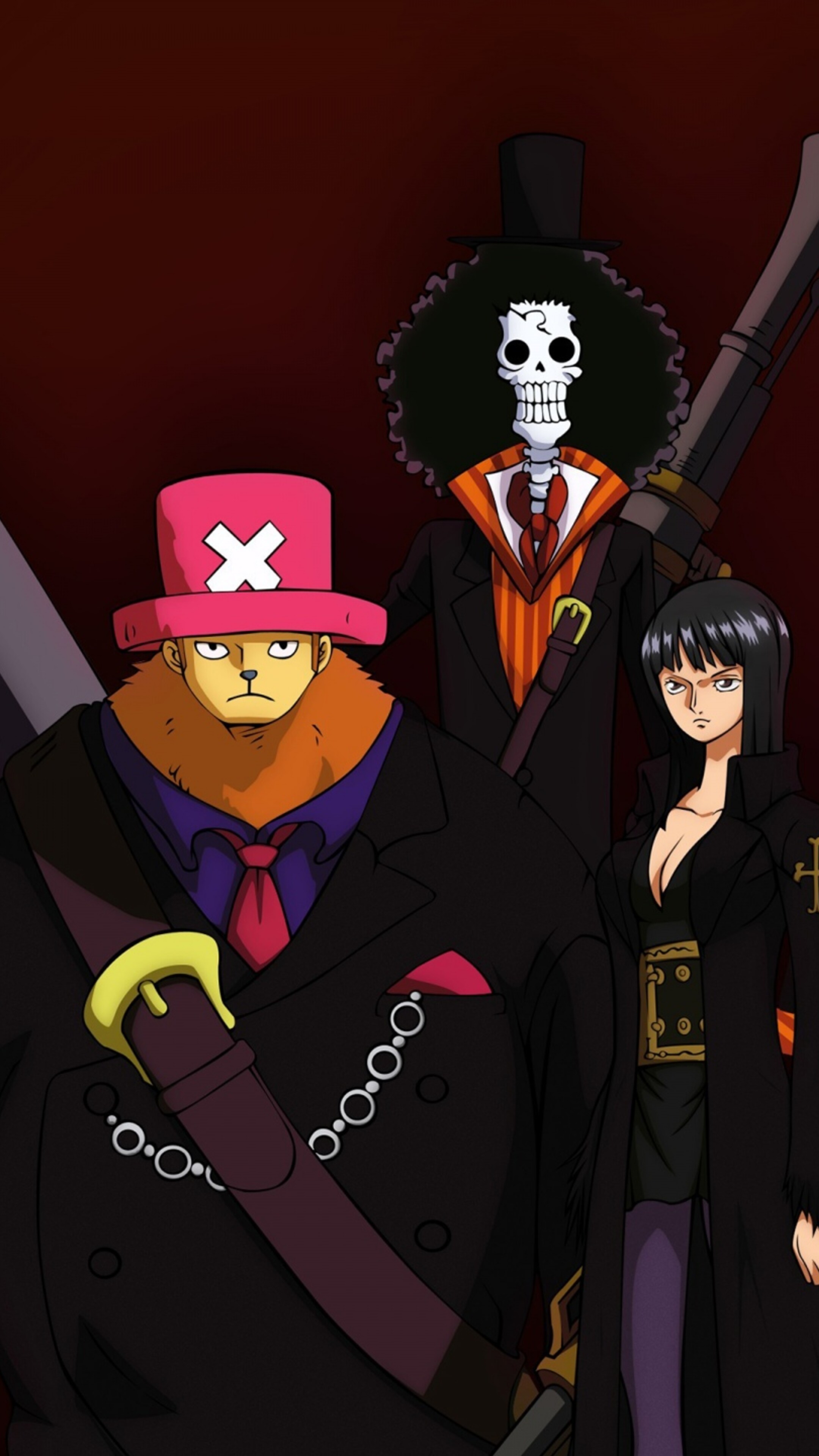 Cinematic anime poster featuring the Straw Hat Pirates crew: Monkey D. Luffy, Roronoa Zoro, Sanji, Usopp, and Nami from One Piece.