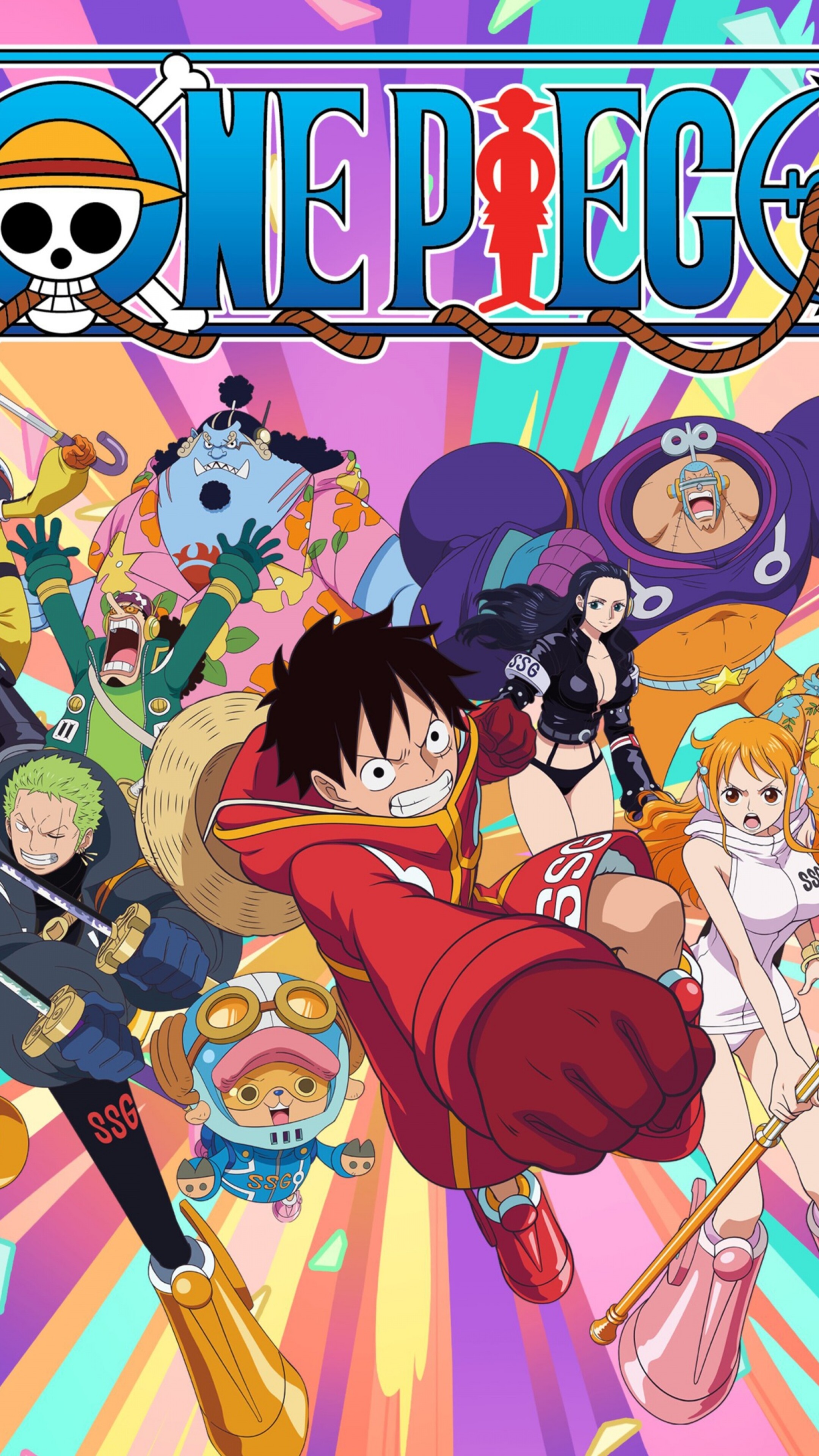 A high-resolution anime poster featuring Monkey D. Luffy from the One Piece series.