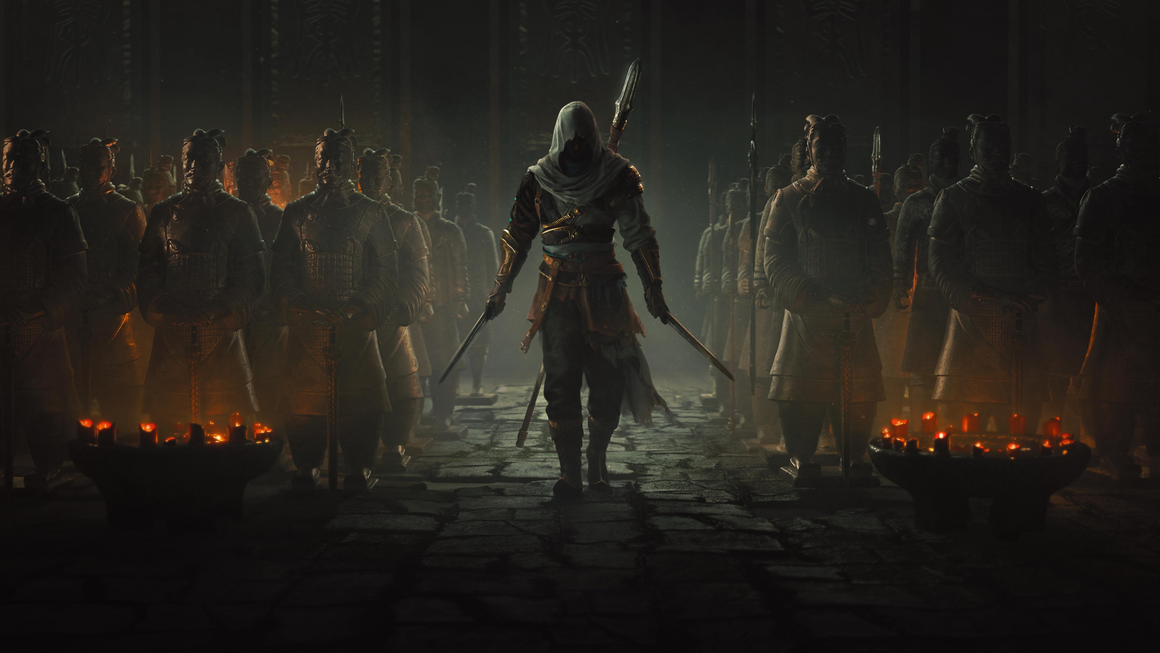 A highly detailed depiction of an assassin from the game Assassin's Creed Codename Jade amidst an ancient Chinese landscape.