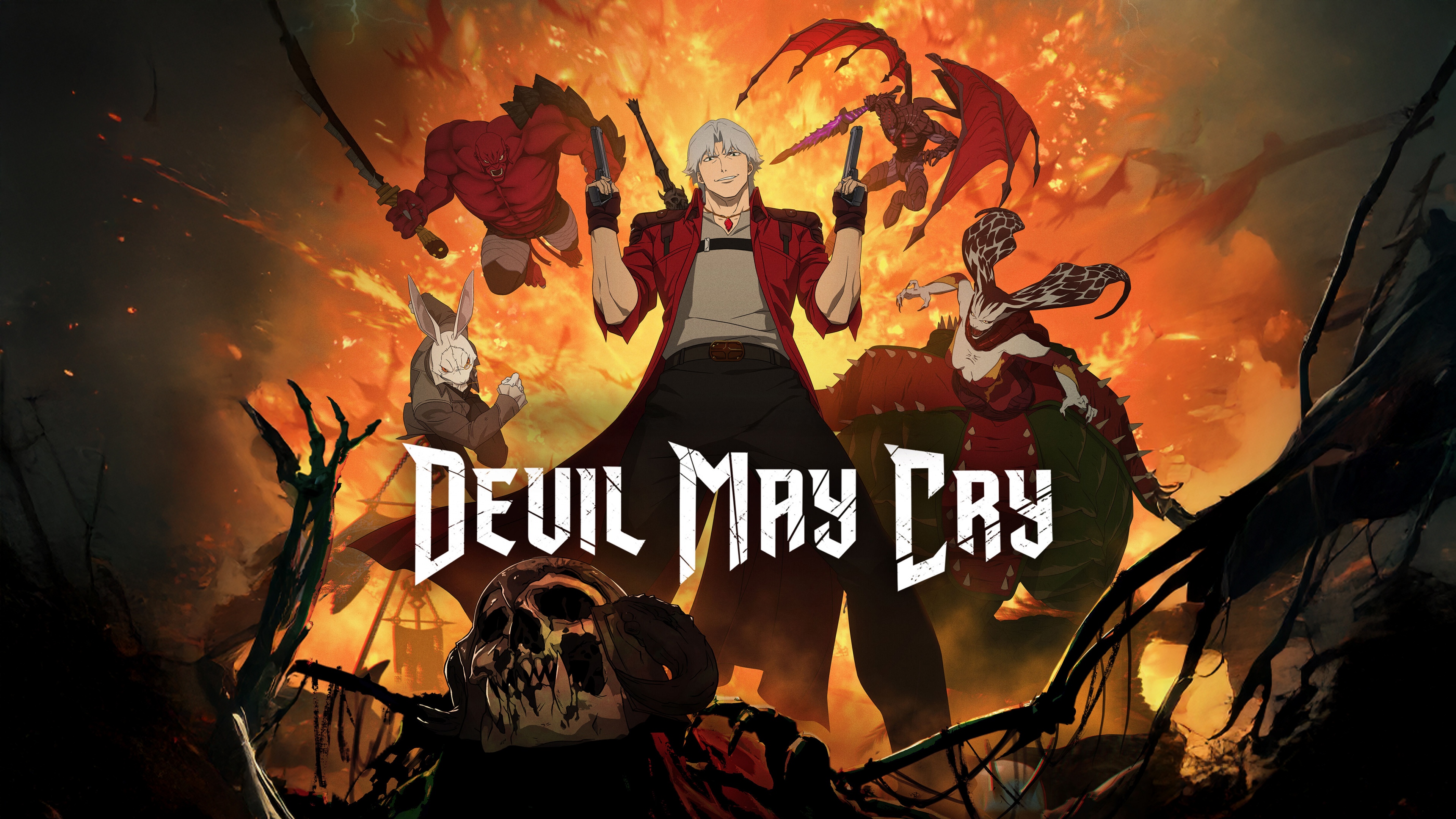 Cinematic character portrait of Dante from the Netflix Devil May Cry animated series