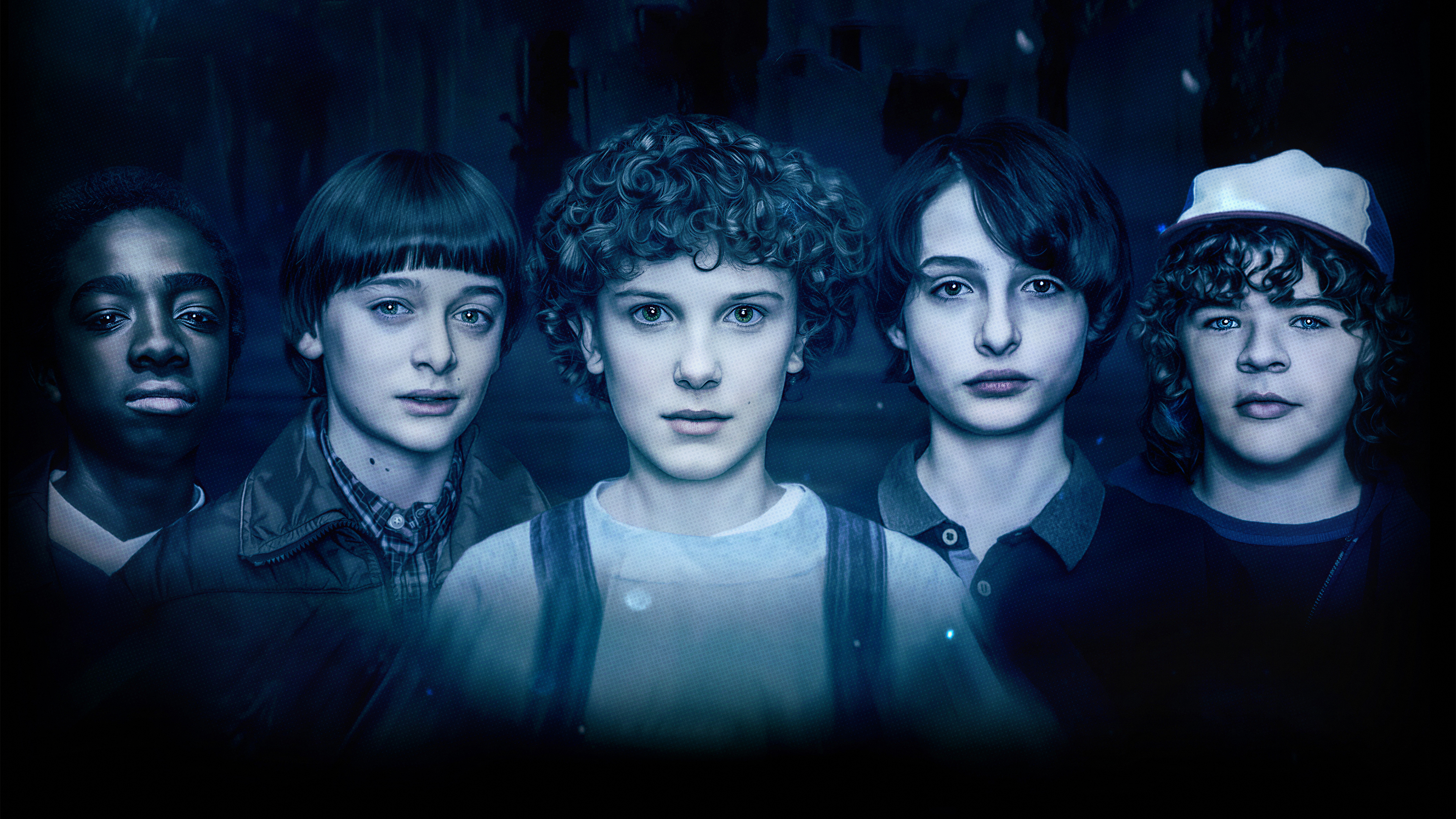 A cinematic character poster of Eleven from Stranger Things Season 2 against a dark background.