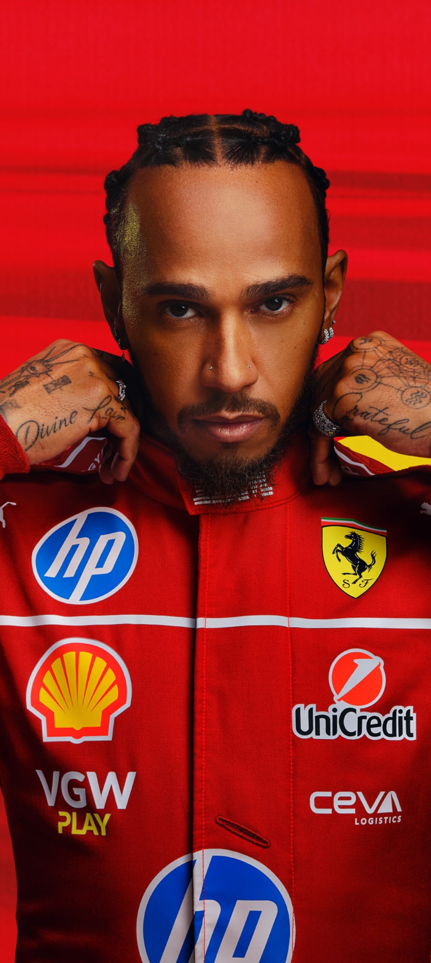 A vibrant and bold red background graphic representing the F1 25 racing game concept.