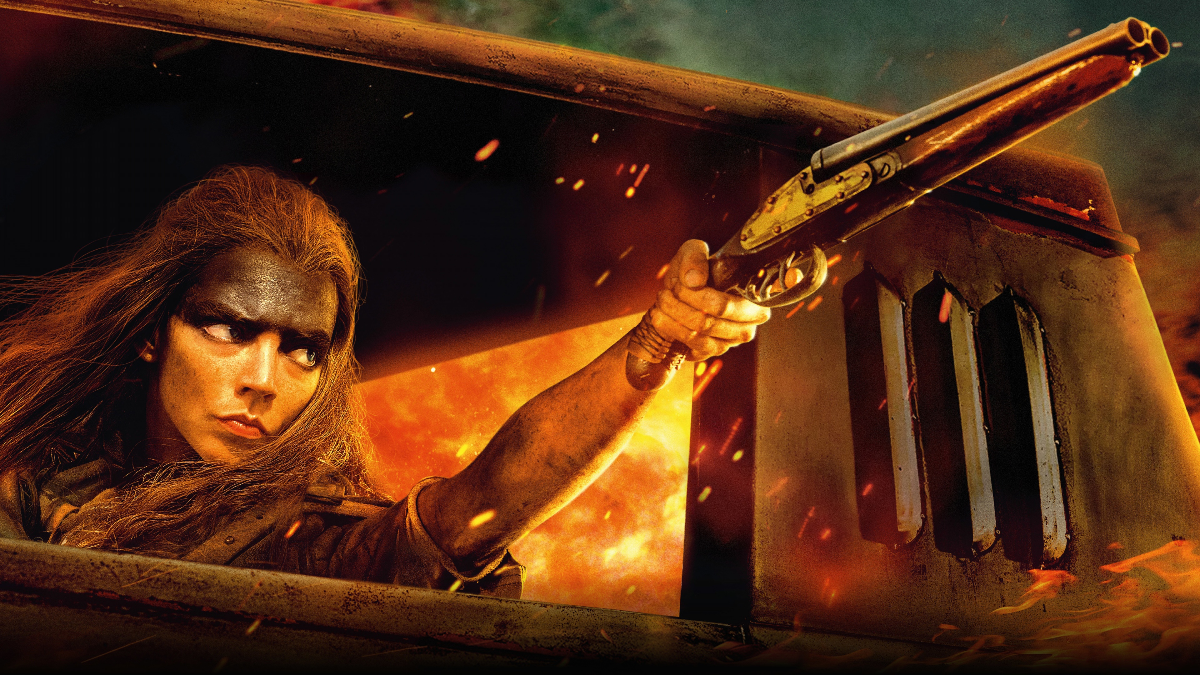 A cinematic close-up of Anya Taylor-Joy as Furiosa in the movie Furiosa: A Mad Max Saga.