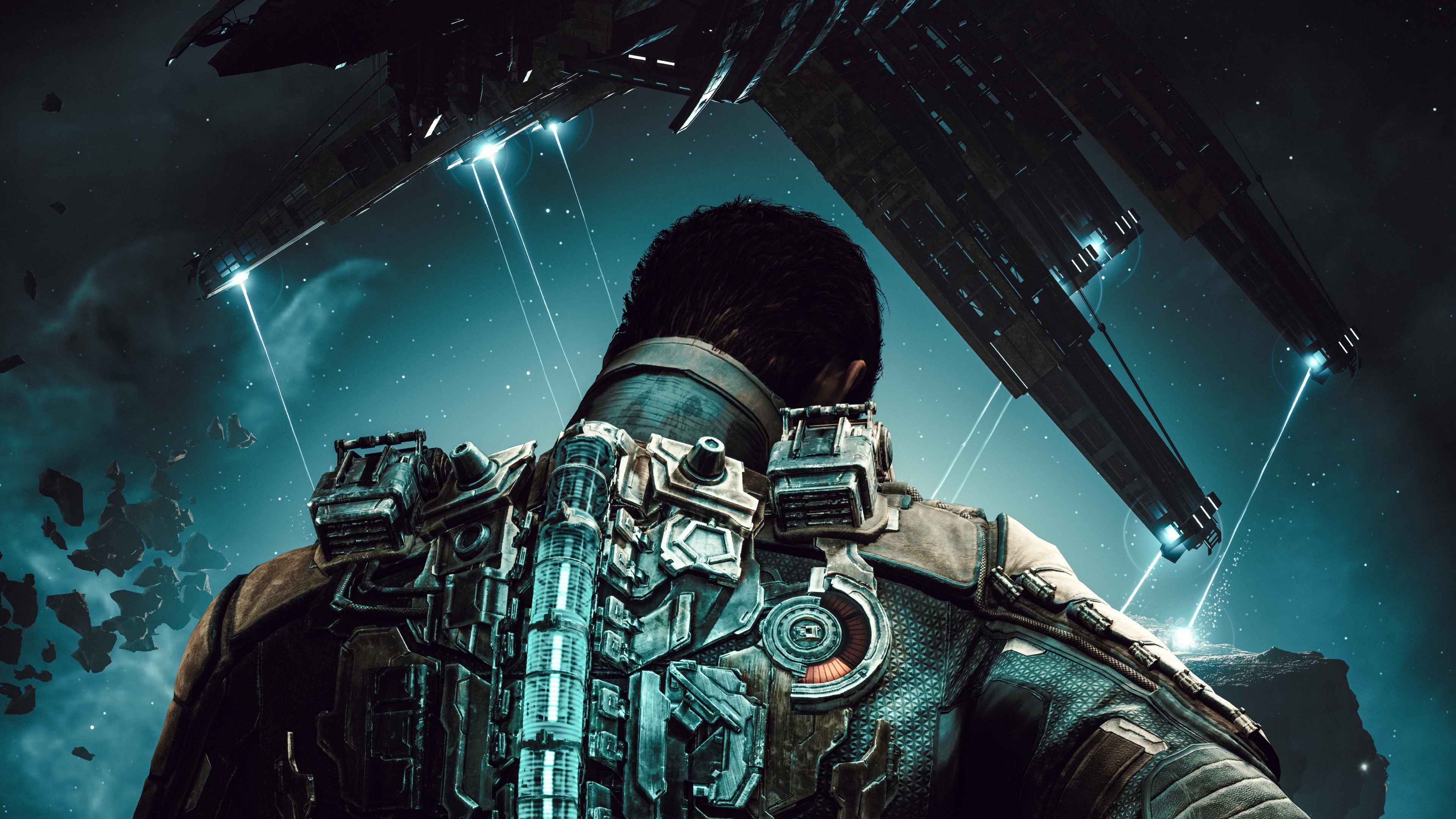 Isaac Clarke in his iconic engineering suit from the Dead Space video game series.