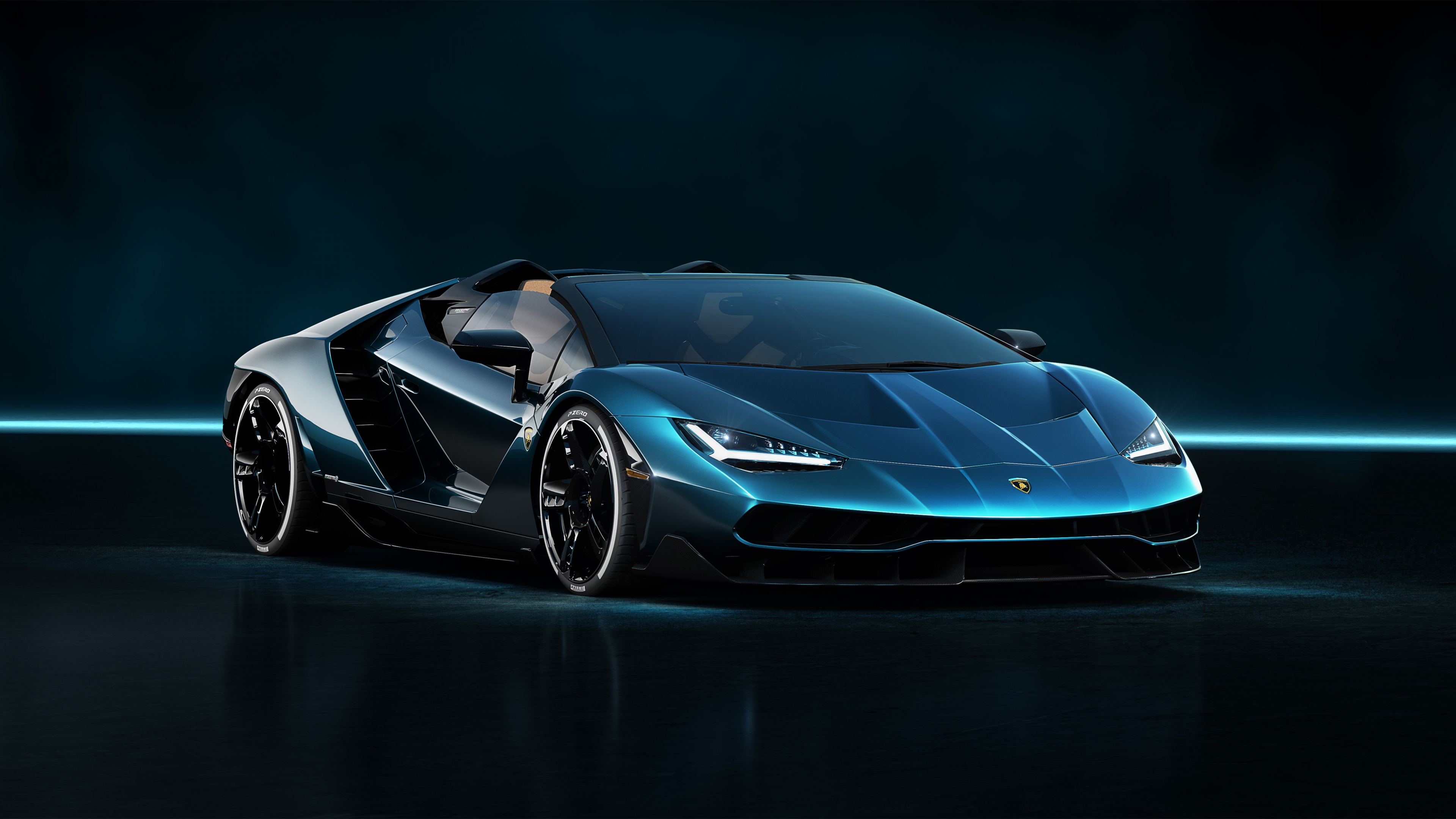 A high-resolution, aesthetic shot of a Lamborghini Centenario Roadster featuring aggressive aerodynamic lines and luxury supercar design.