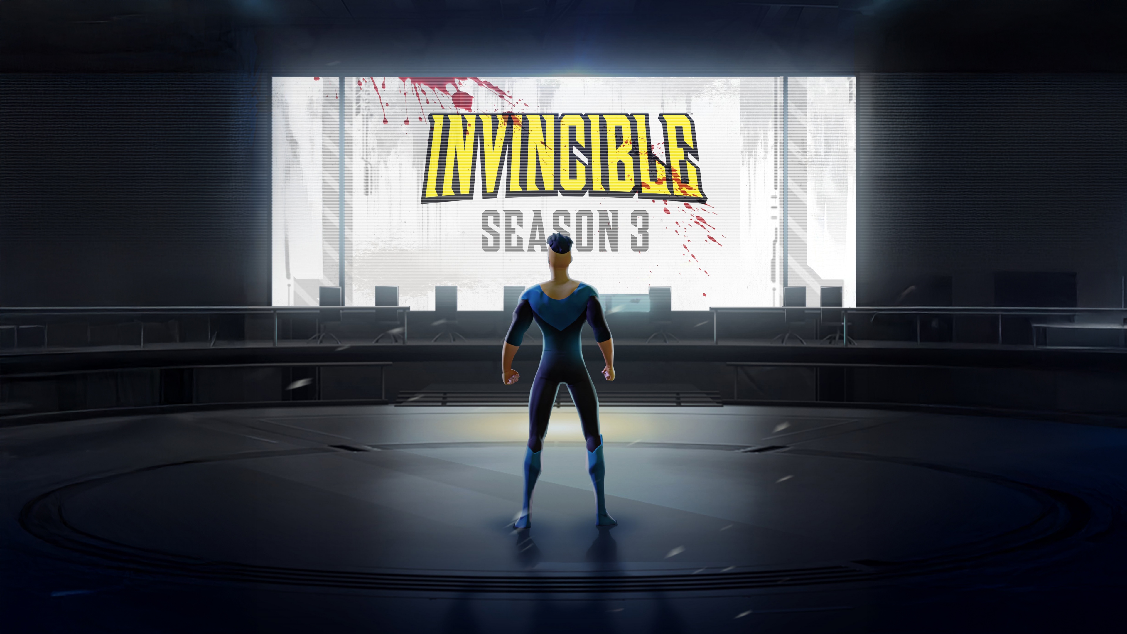 Mark Grayson as Invincible in a high-detail scene from the animated series Invincible Season 3.