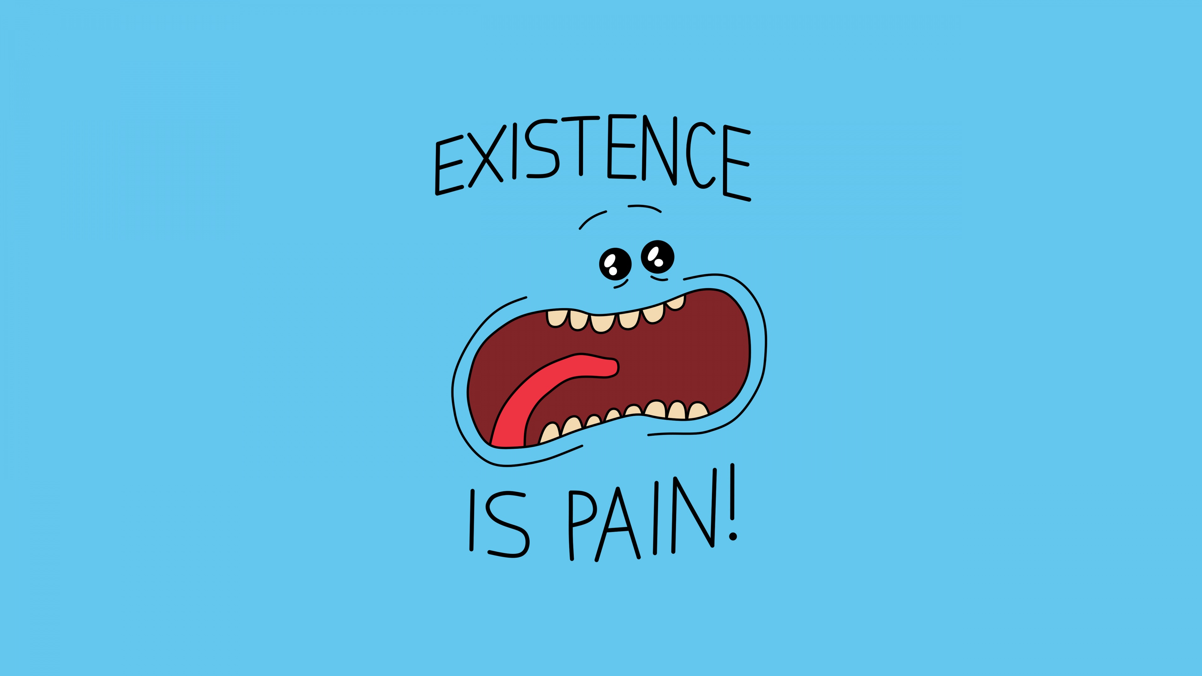 Mr. Meeseeks from Rick and Morty on a blue background