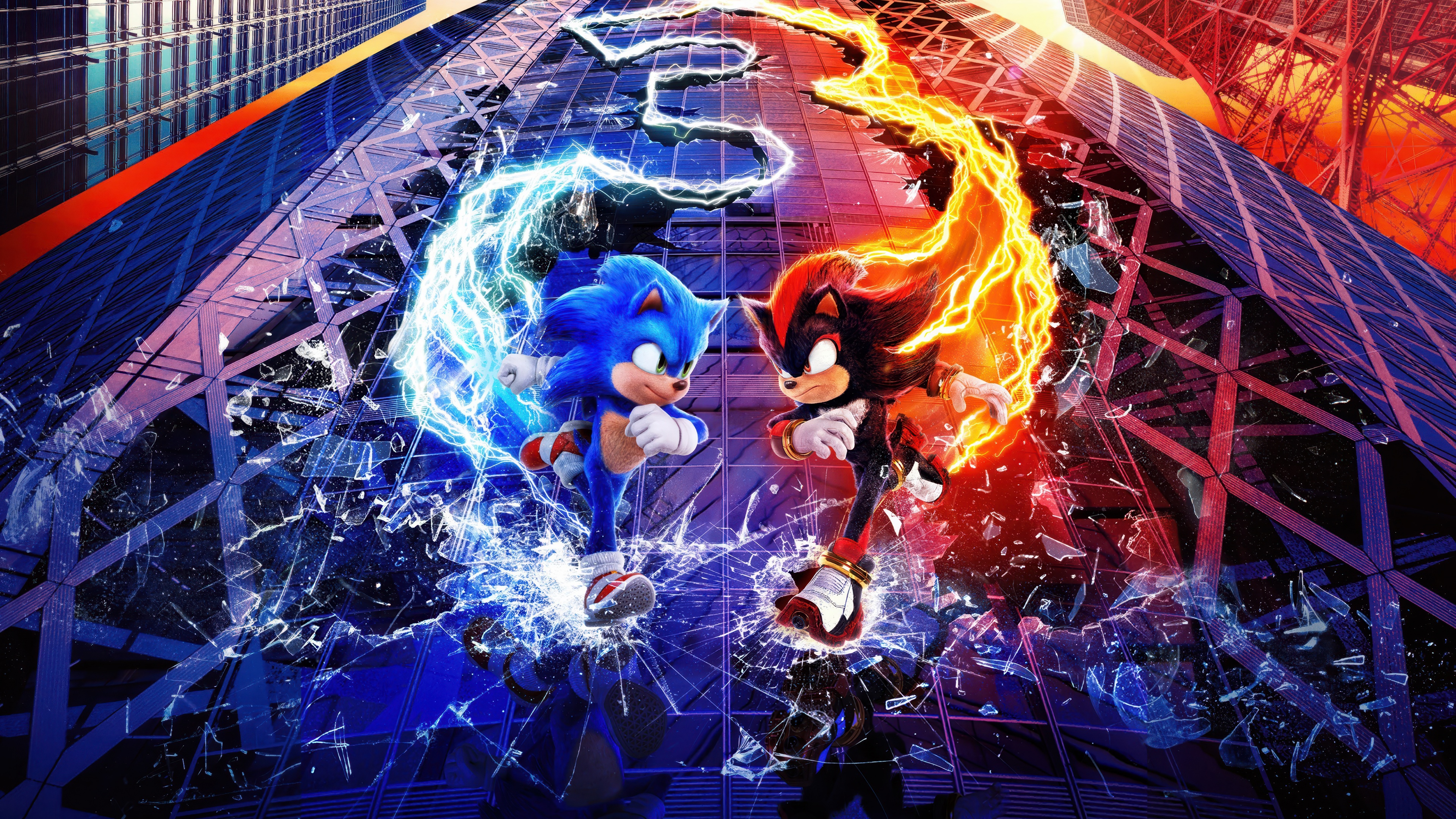 A highly detailed, 5K resolution cinematic portrait of Shadow the Hedgehog from Sonic the Hedgehog 3.