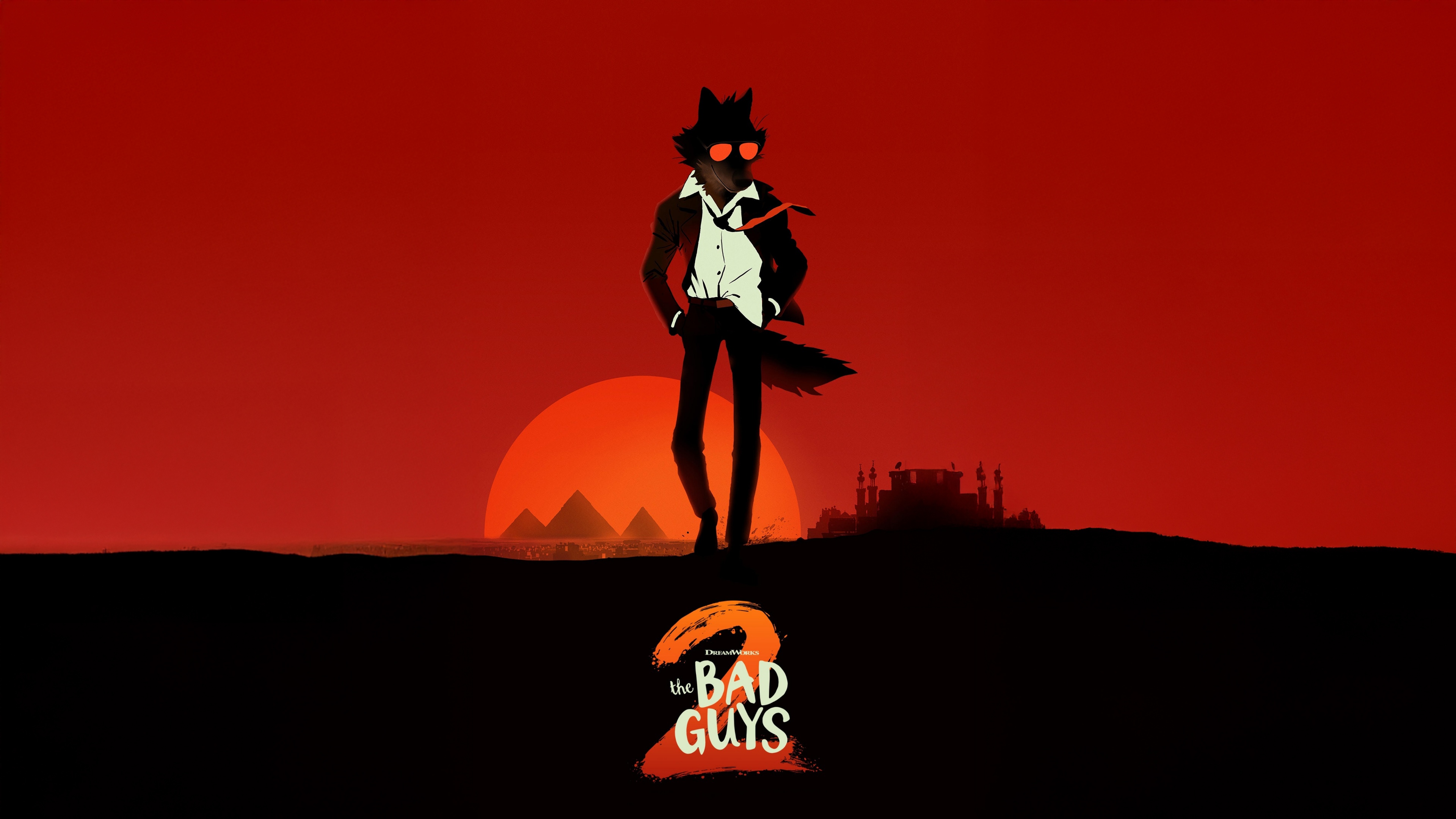 High-resolution 5K animation-style imagery from The Bad Guys 2 against a vibrant red background.
