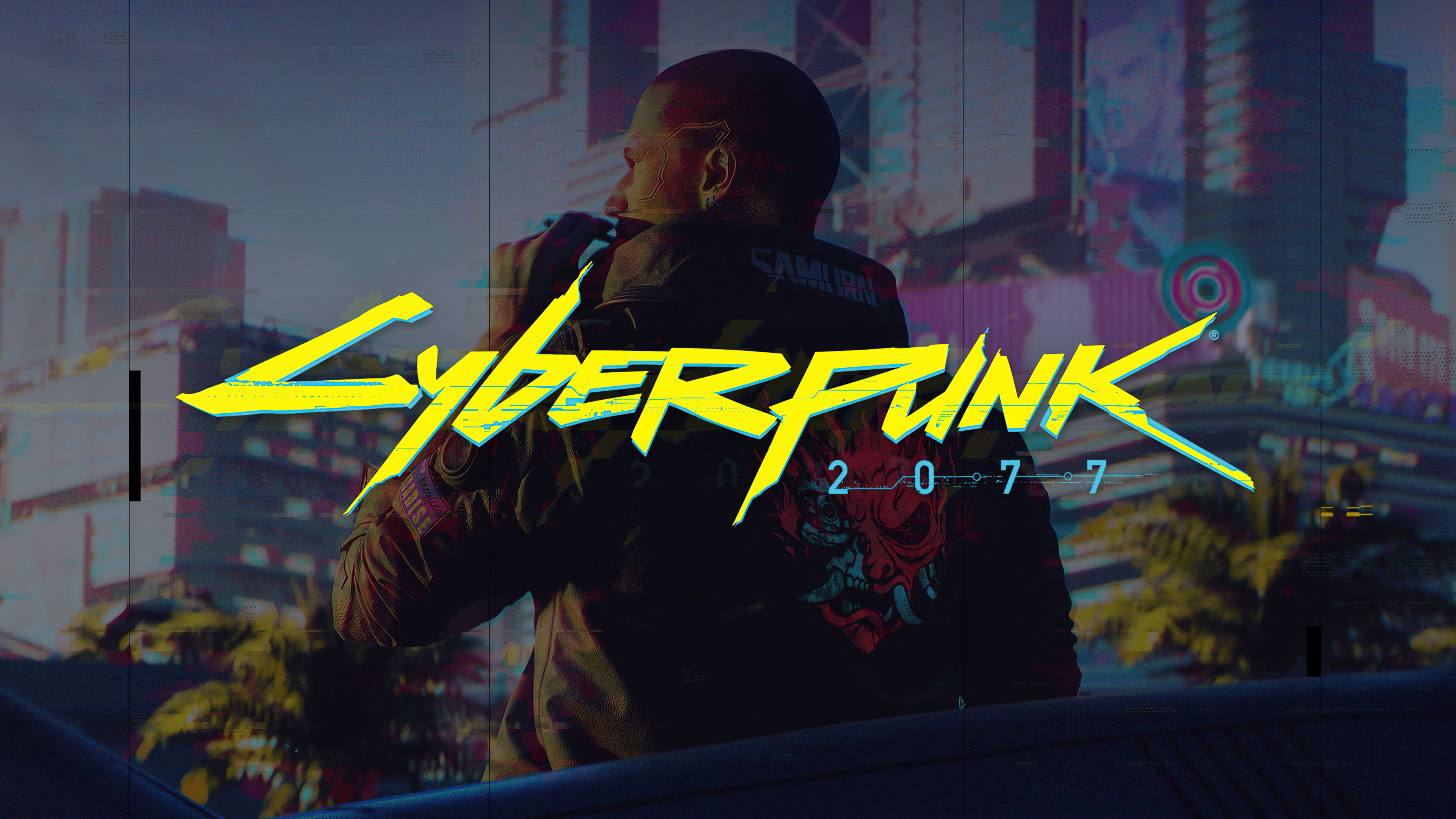 A cinematic poster of a cyberpunk mercenary with glowing cybernetic eyes and futuristic gear in a neon-lit urban setting.