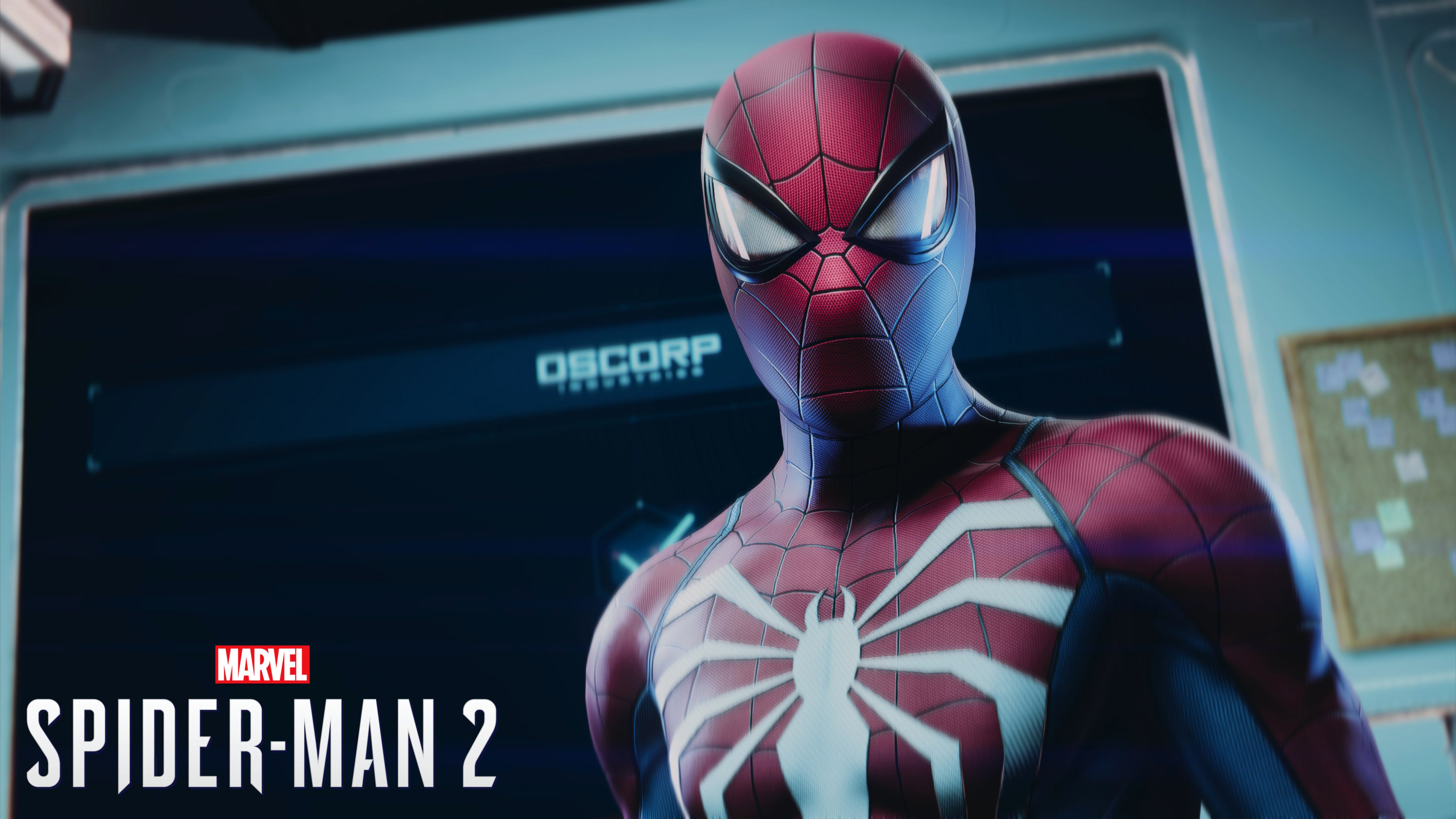 Peter Parker wearing the Spider-Man suit from the video game Marvel's Spider-Man 2.