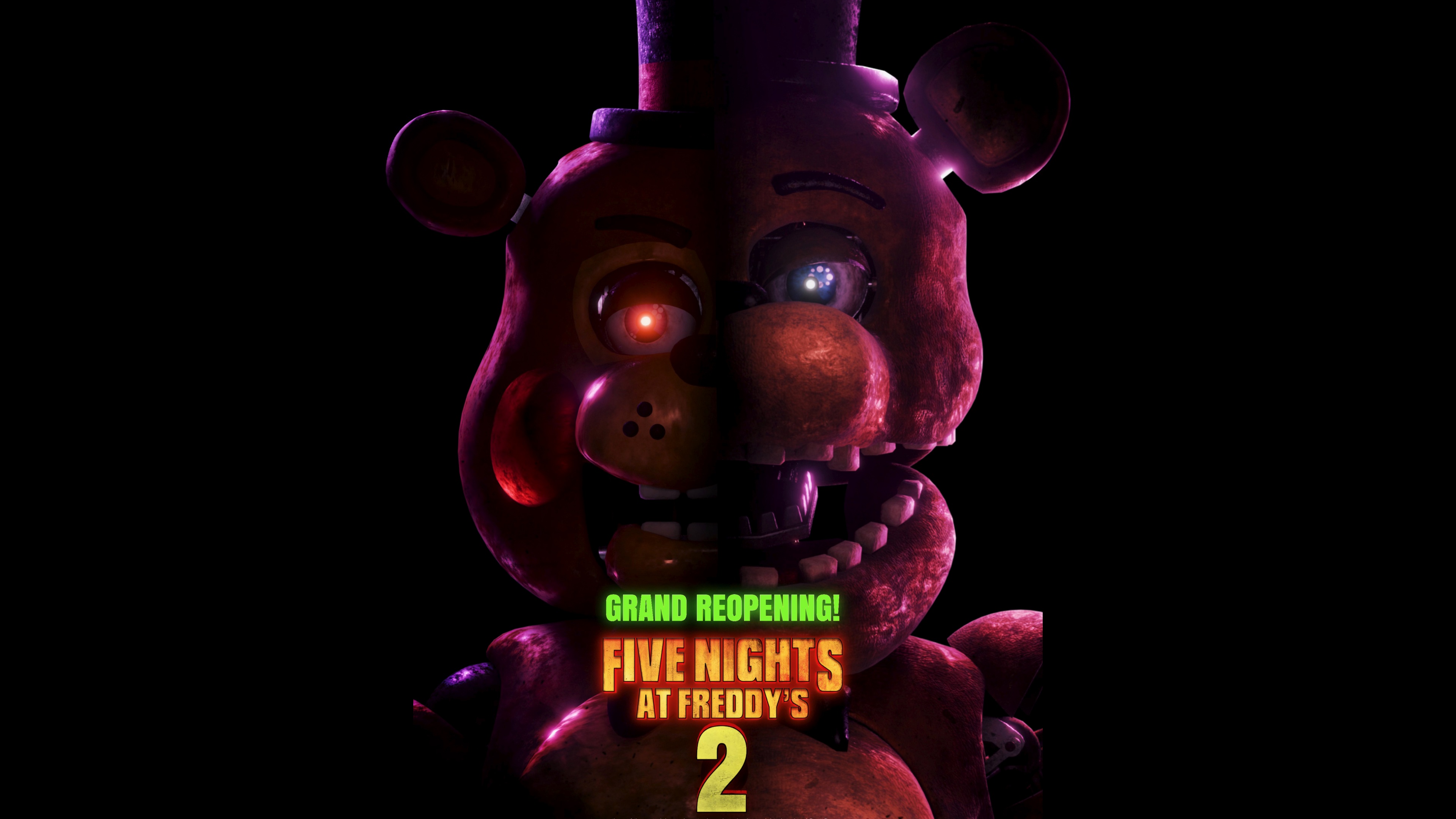 A detailed close-up of Toy Freddy from Five Nights at Freddy's 2 against a solid black background.