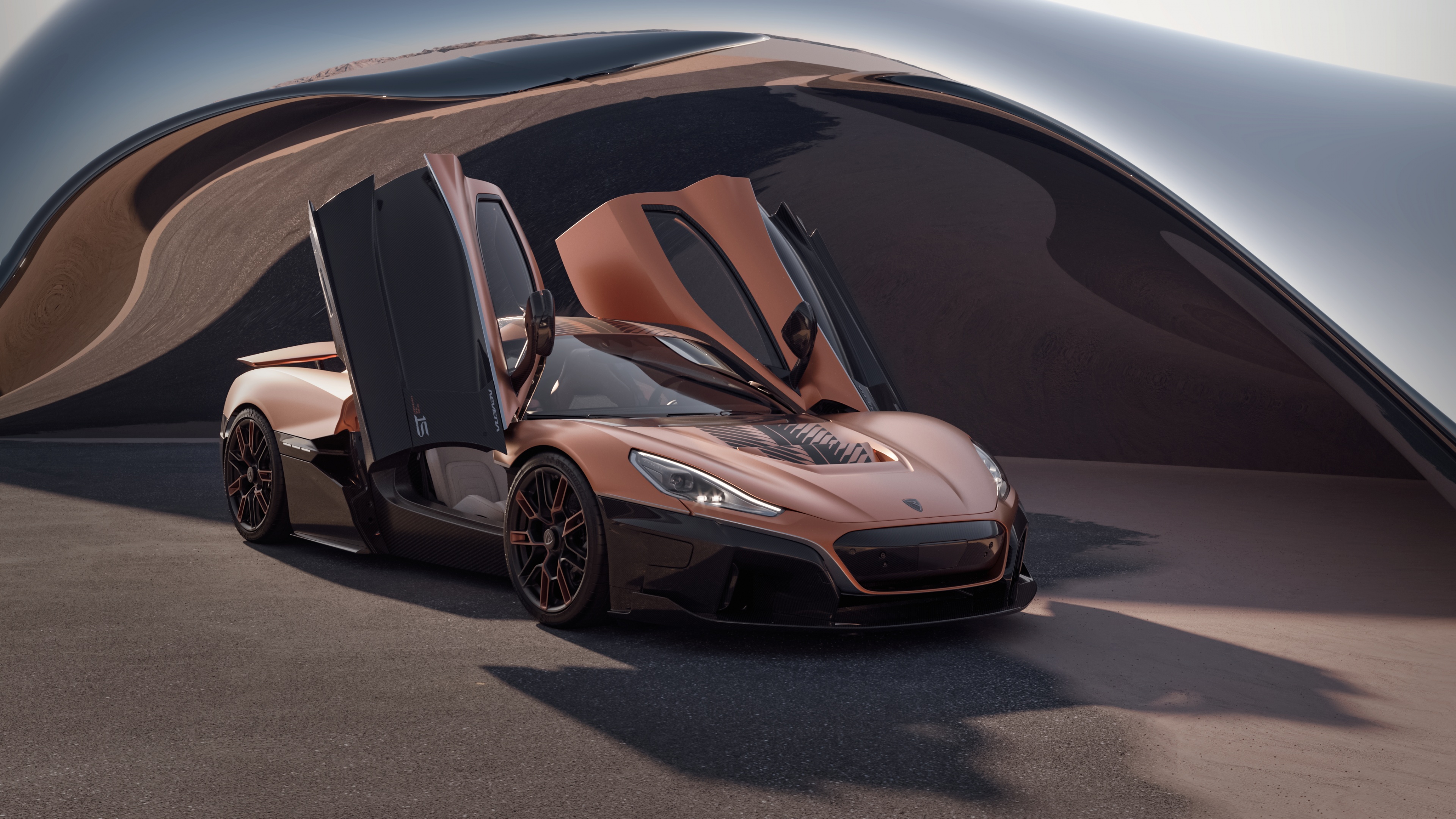 A sleek and powerful 2024 Rimac Nevera Anniversary Edition electric hypercar.