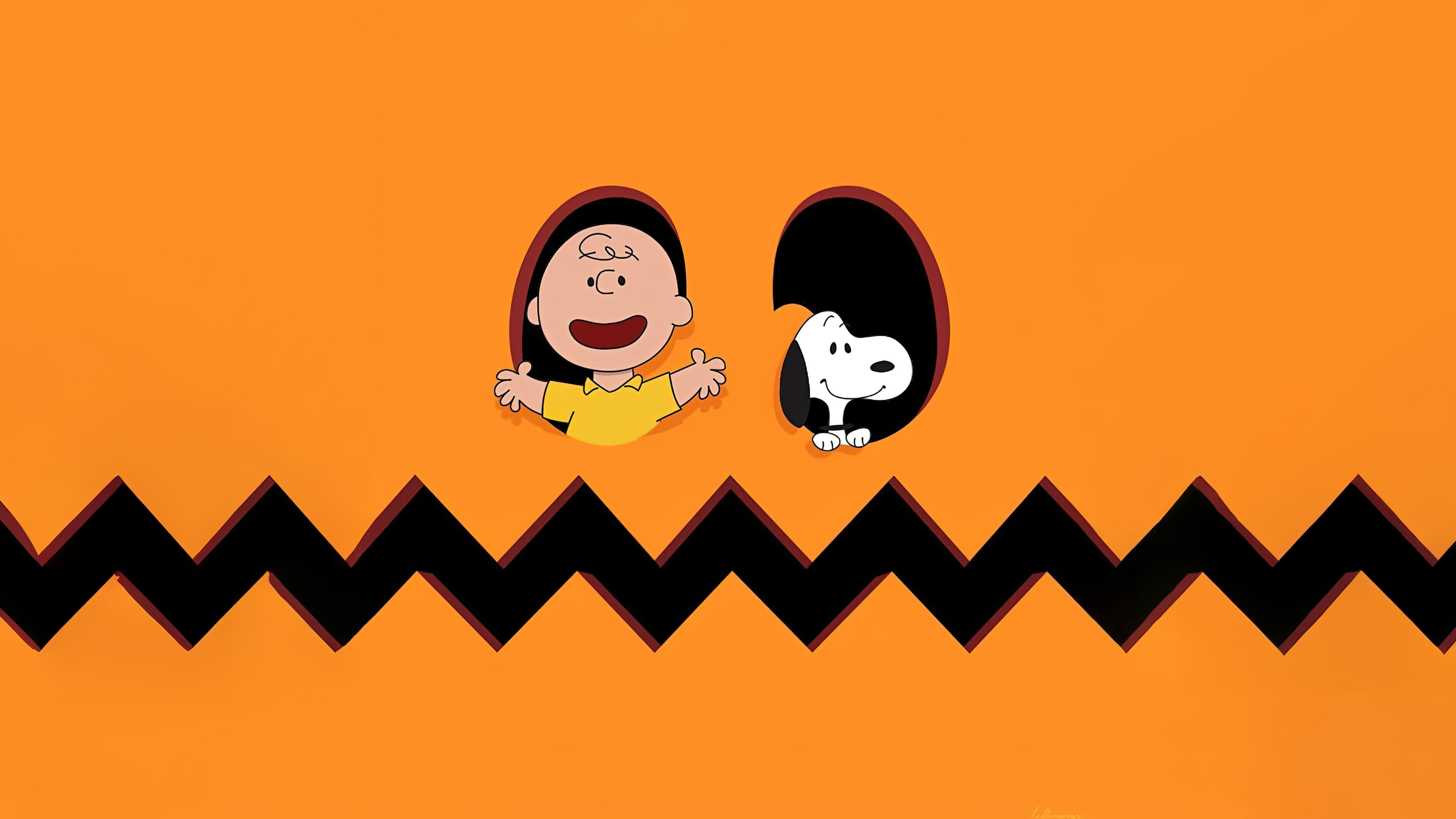 Charlie Brown and Snoopy from Peanuts alongside a large pumpkin in a classic cartoon style.