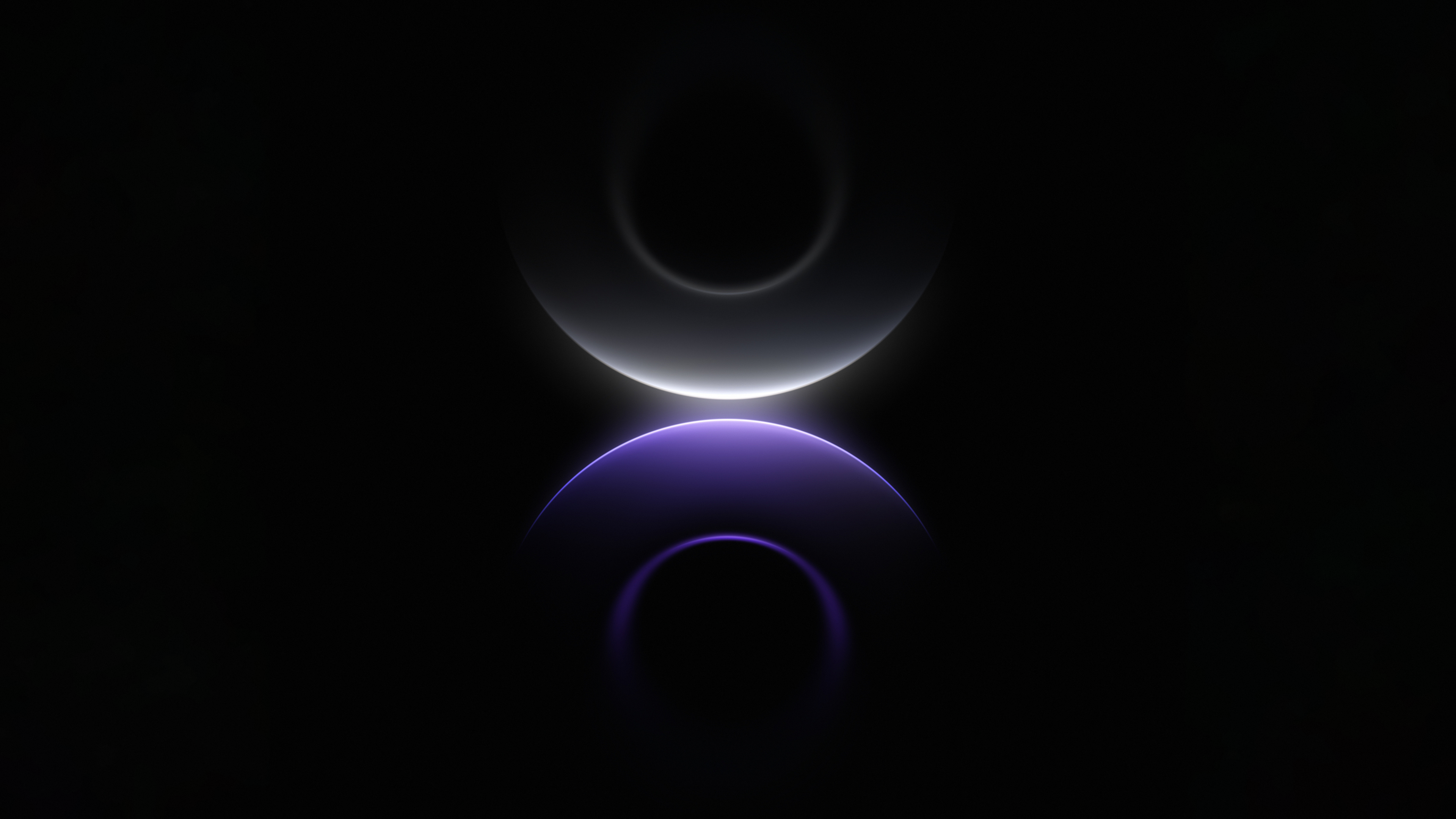 Symmetrical glowing rings and geometric shapes on a dark background.